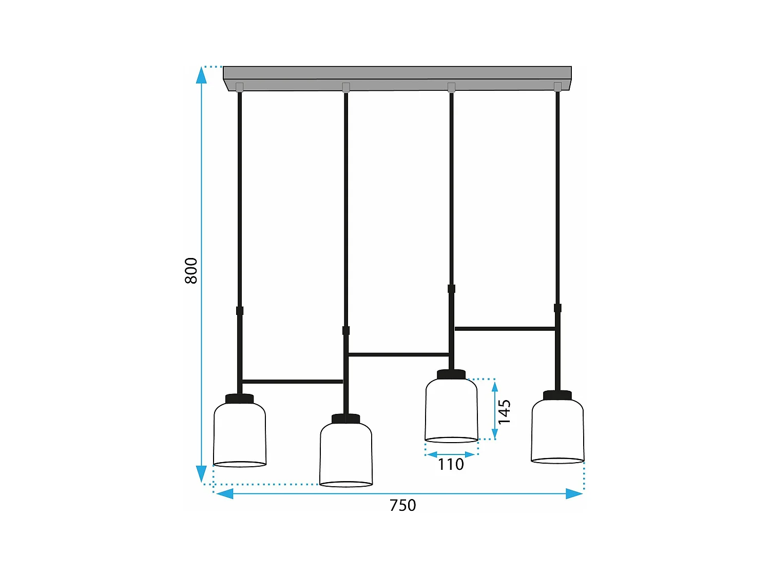 Lampe Suspendue Toolight App1266-4Cp Black
