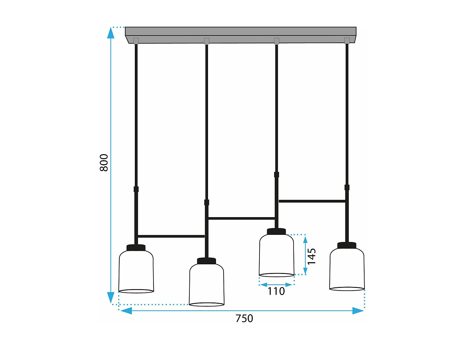 Lampe Suspendue Toolight App1266-4Cp Black