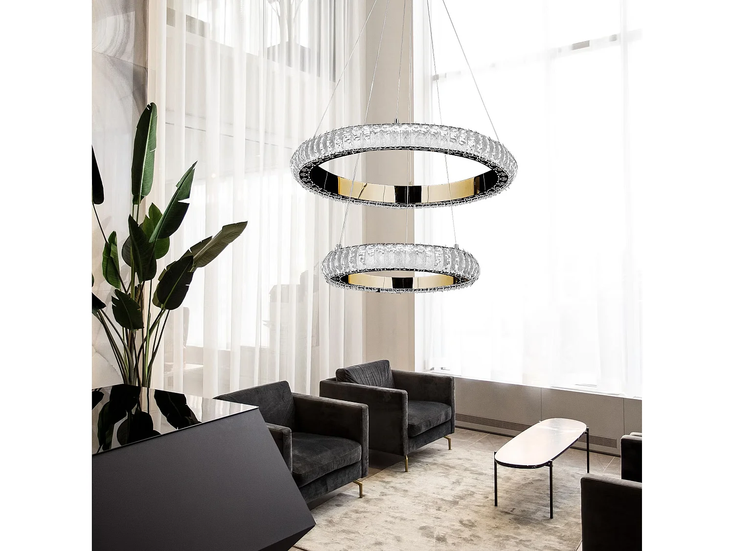 Toolight LED G043-2CP hængelampe guld 61X61X13CM