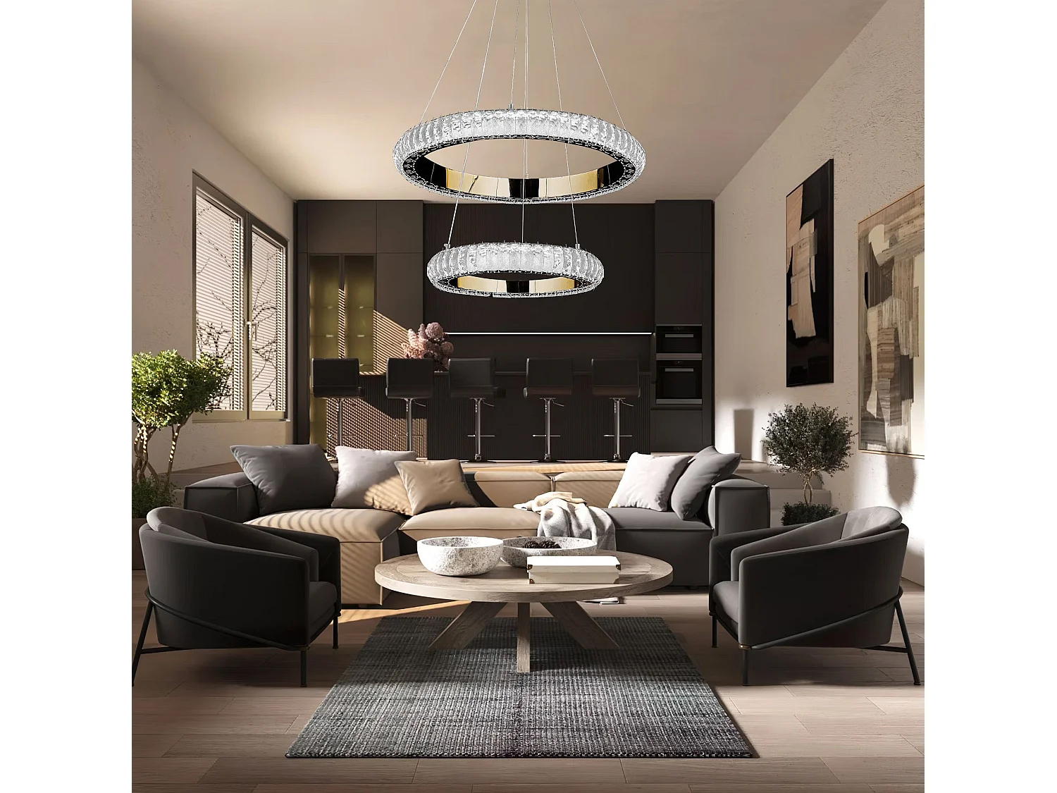 Toolight LED G043-2CP hængelampe guld 61X61X13CM