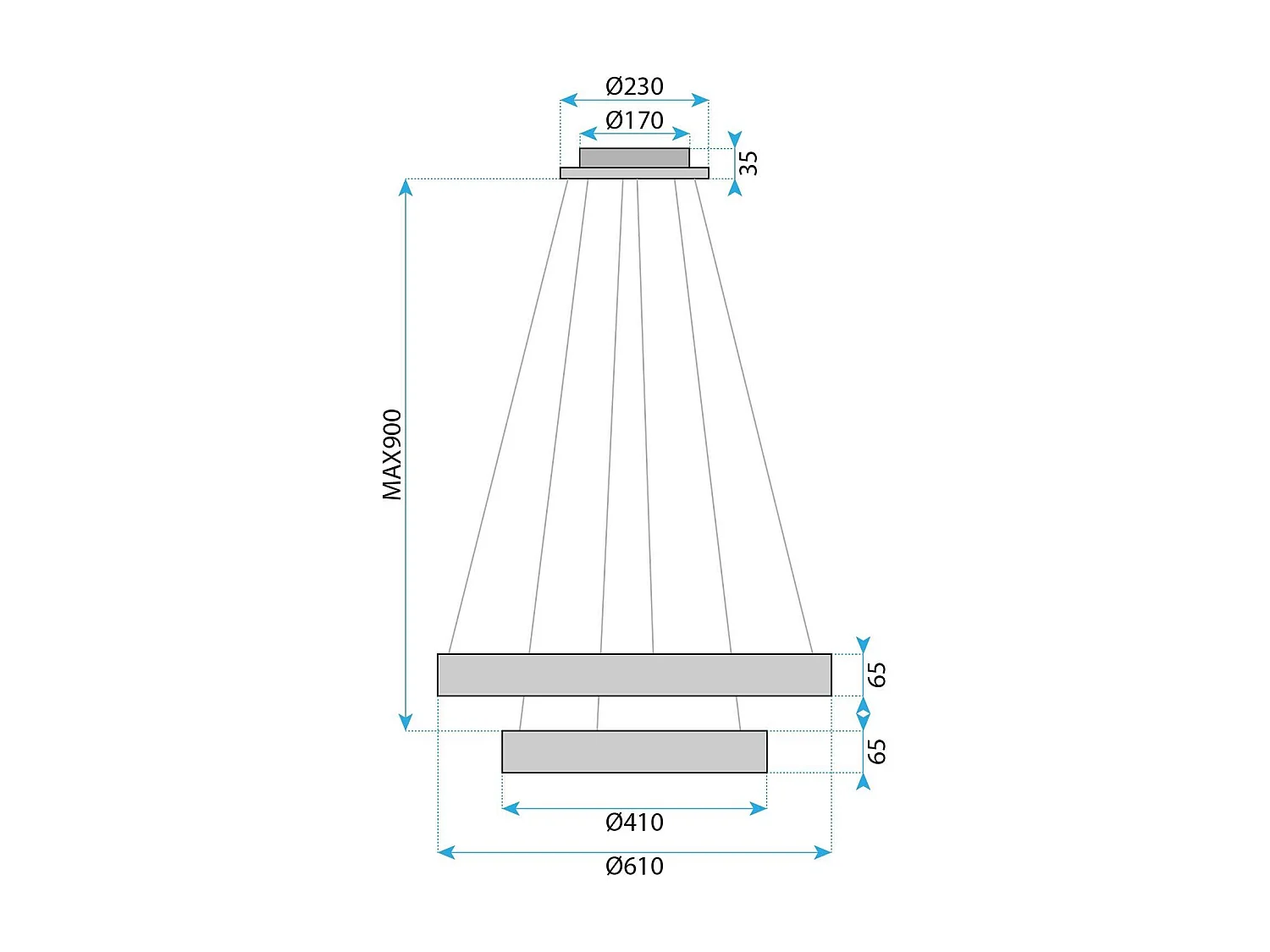 Toolight LED G043-2CP hængelampe guld 61X61X13CM