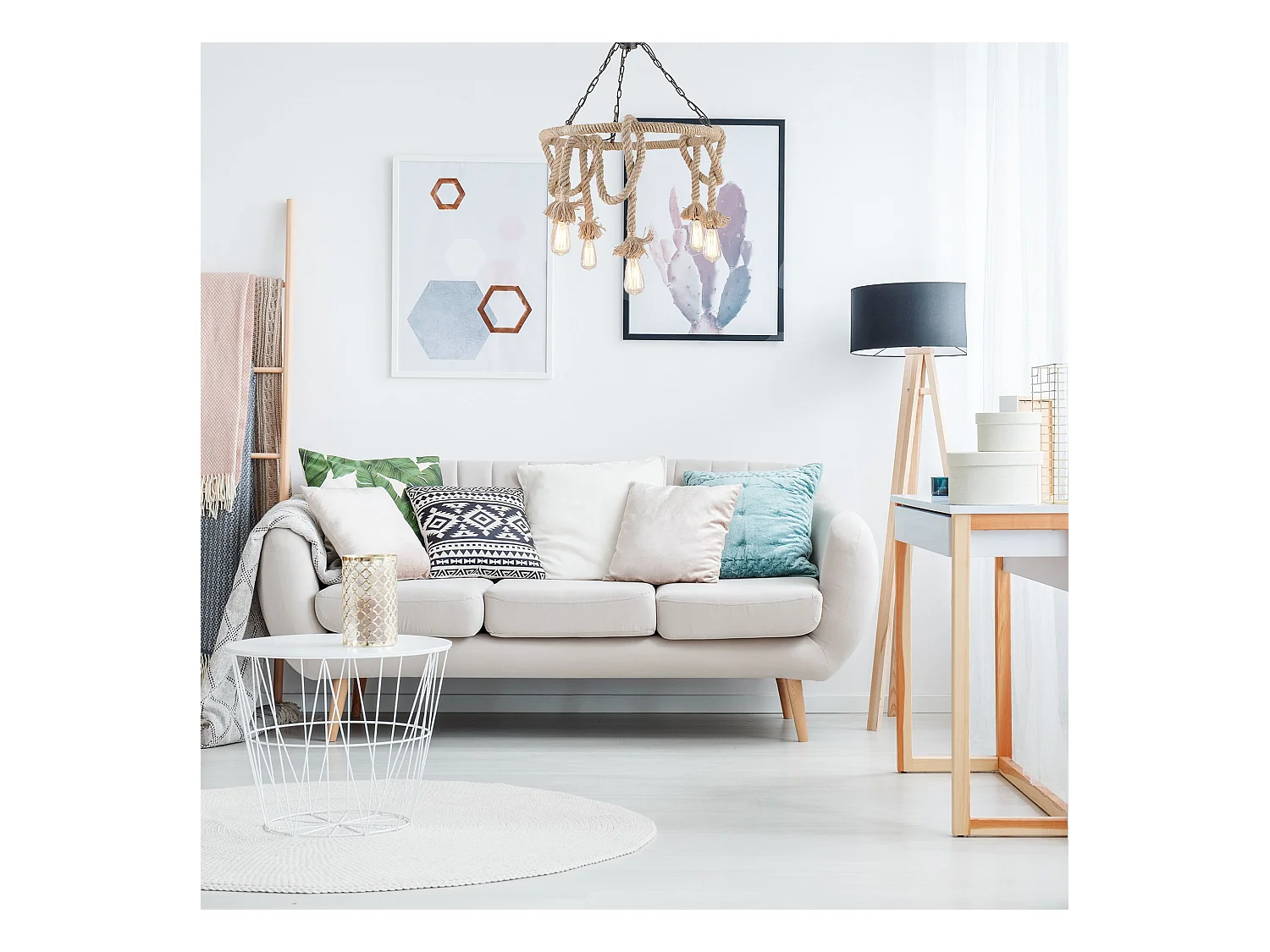 Candeeiro Suspenso Toolight App677-5Cp Boho Brown