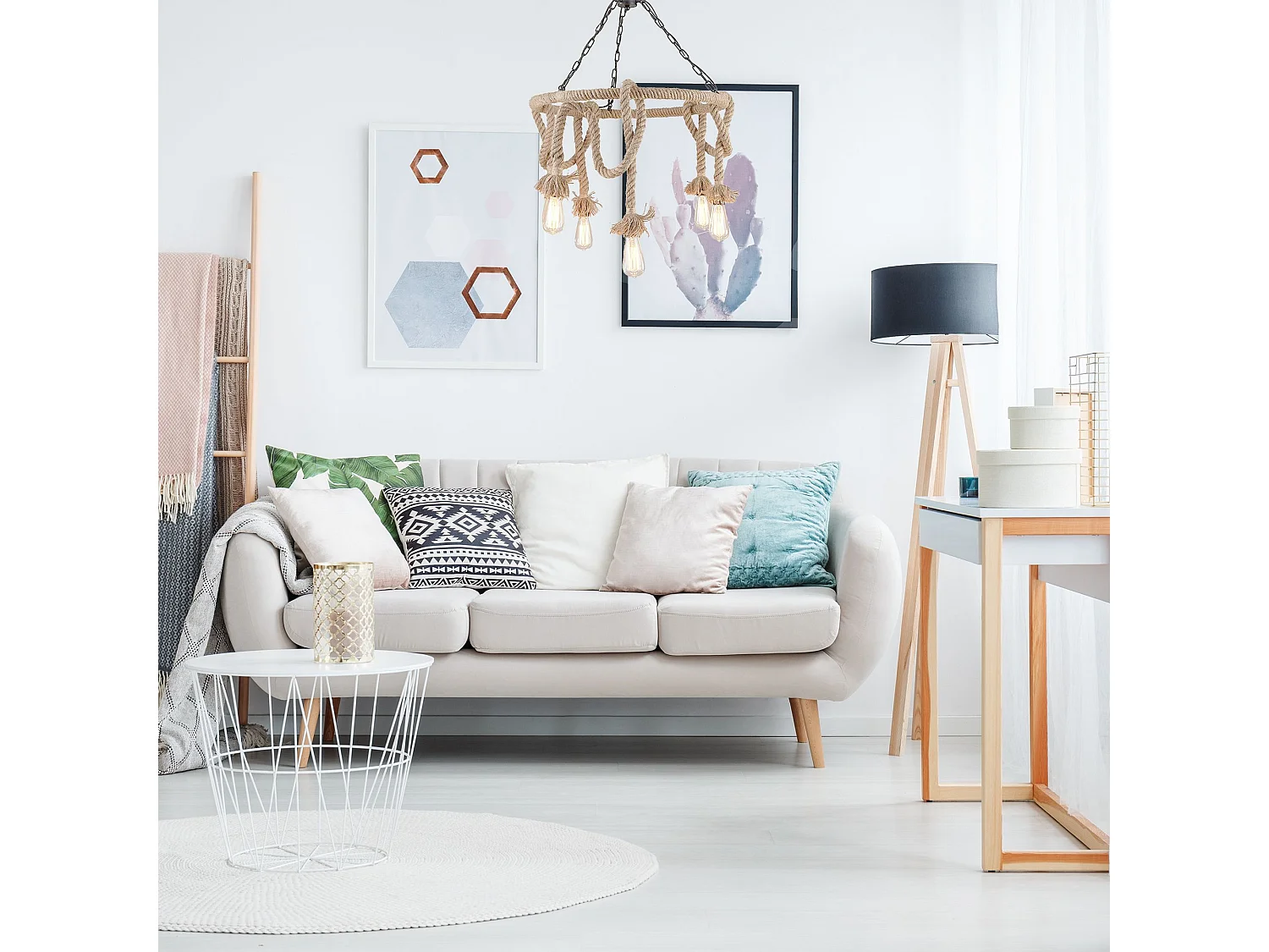 Lampe Suspendue Toolight App677-5Cp Boho Brown