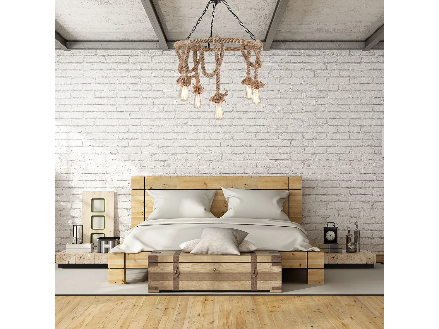 Lampe Suspendue Toolight App677-5Cp Boho Brown