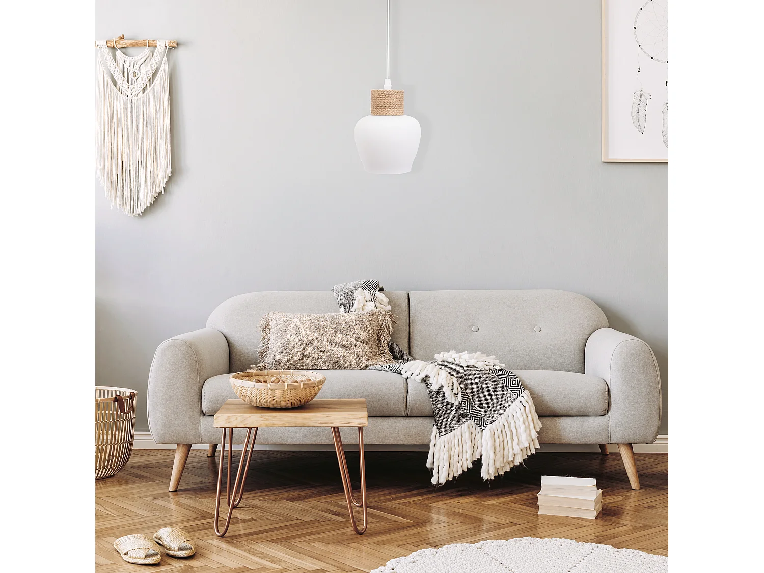 Lámpara Toolight App1591-1Cp Boho White Beige