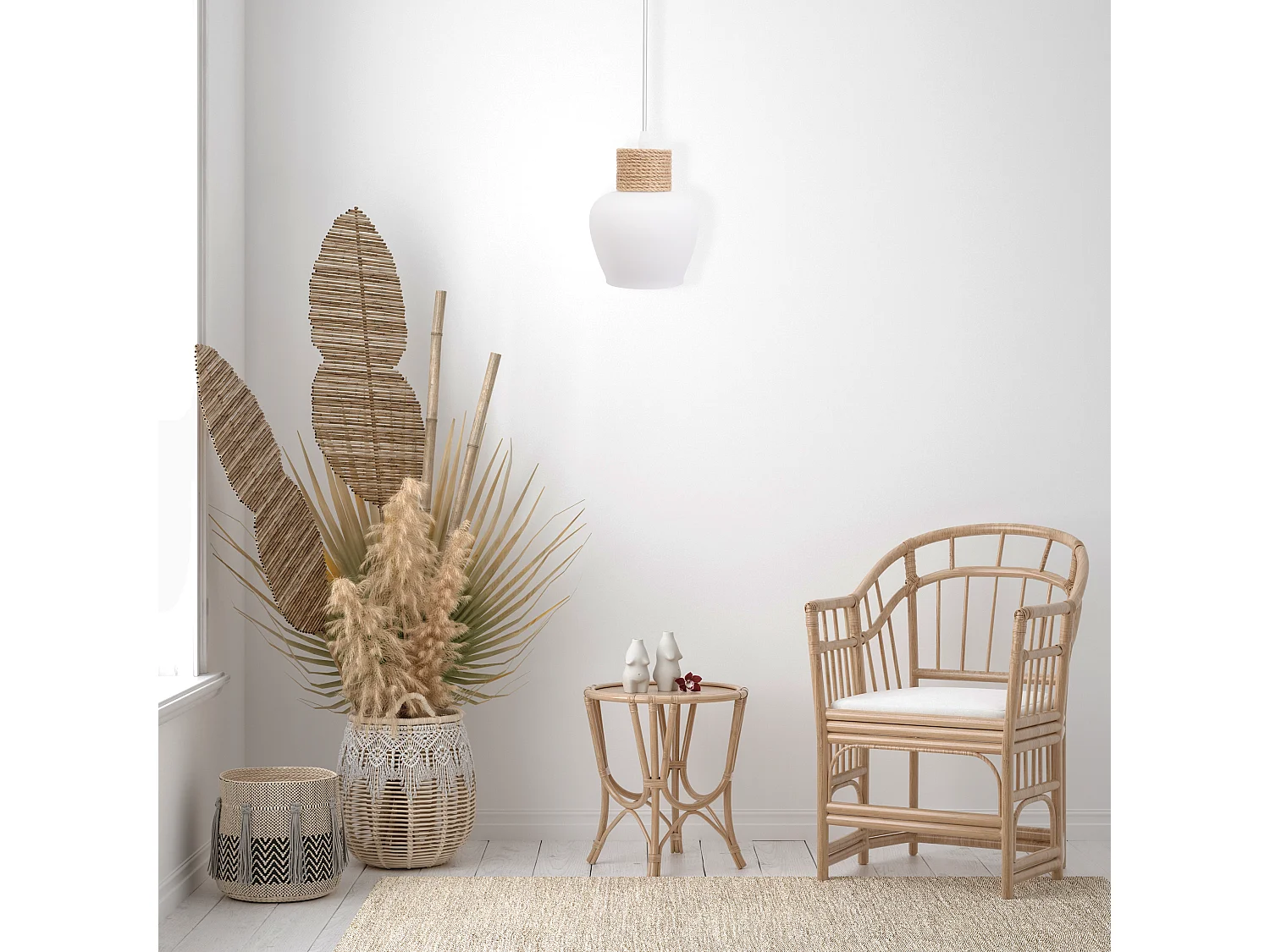 Lámpara Toolight App1591-1Cp Boho White Beige