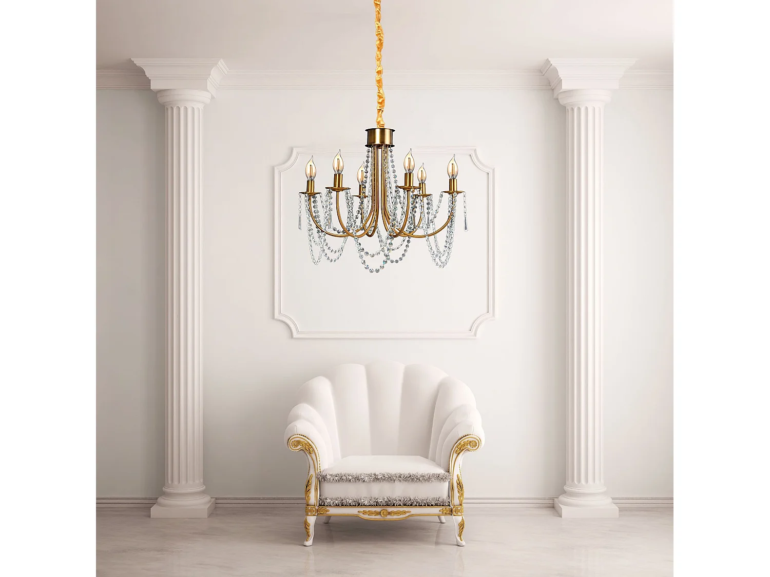 Toolight APP765-6CP hængelampe guld 60X60X112CM