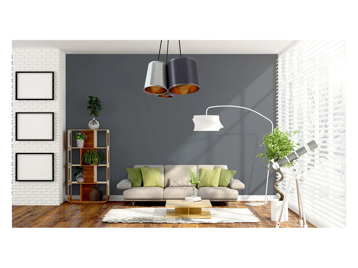 Hängelampe Toolight App971-3Cp Grey Gold