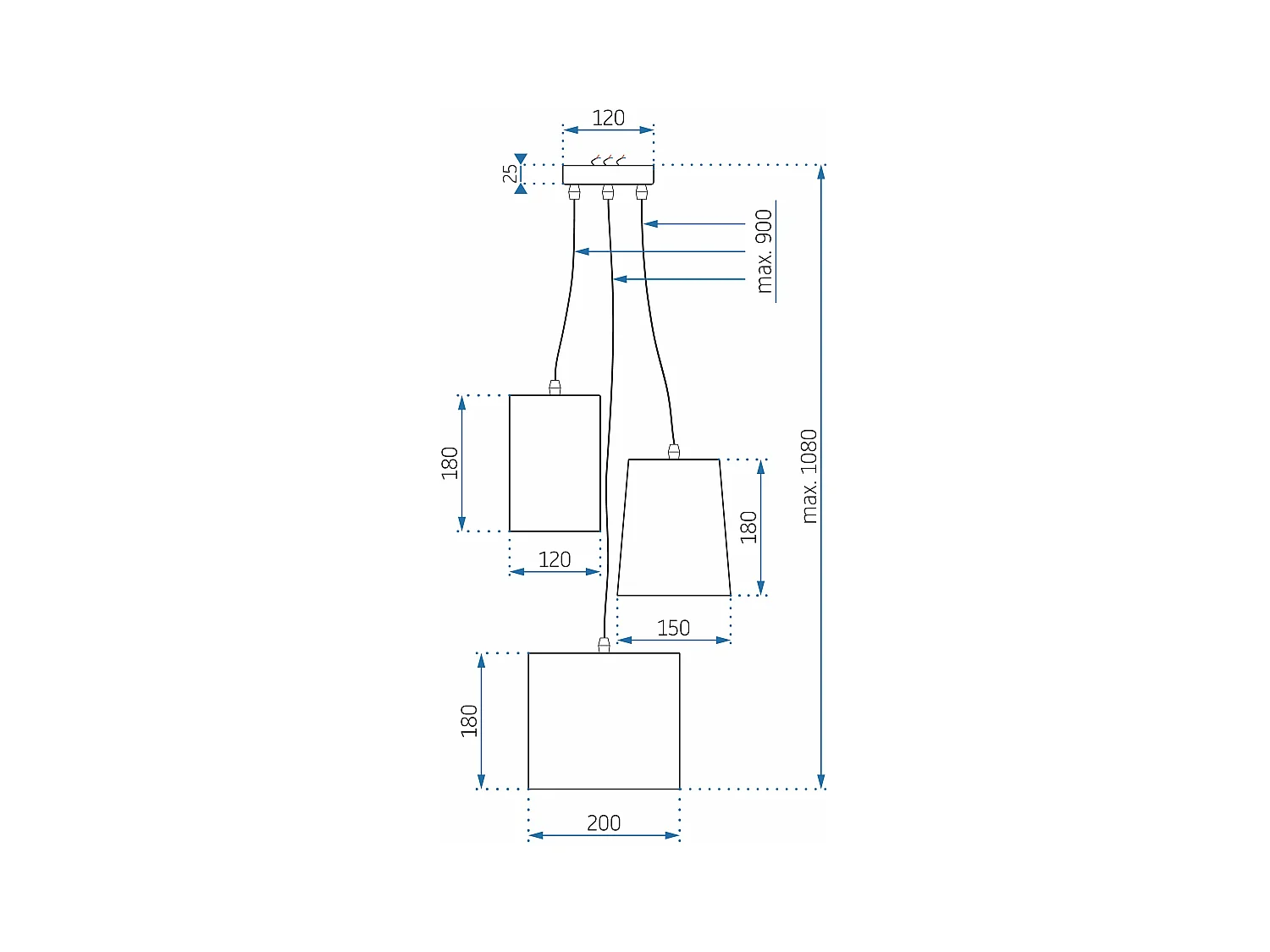 Hängelampe Toolight App971-3Cp Grey Gold