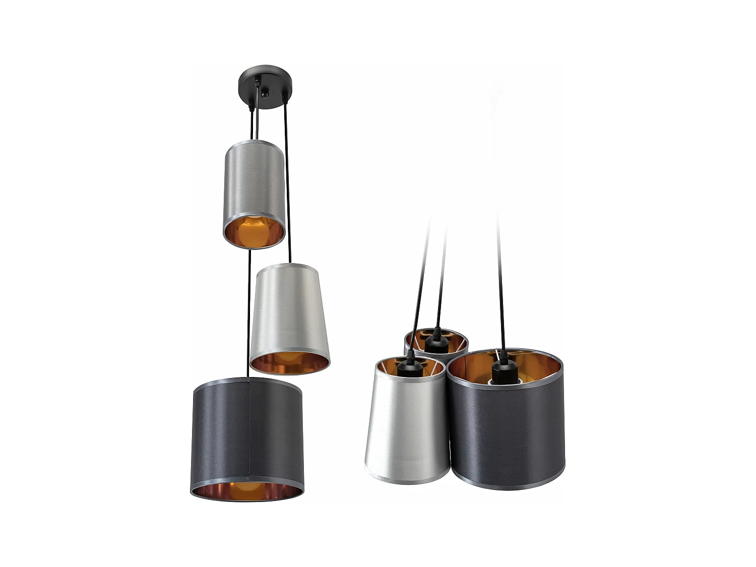 Lampe Suspendue Toolight App971-3Cp Grey Gold