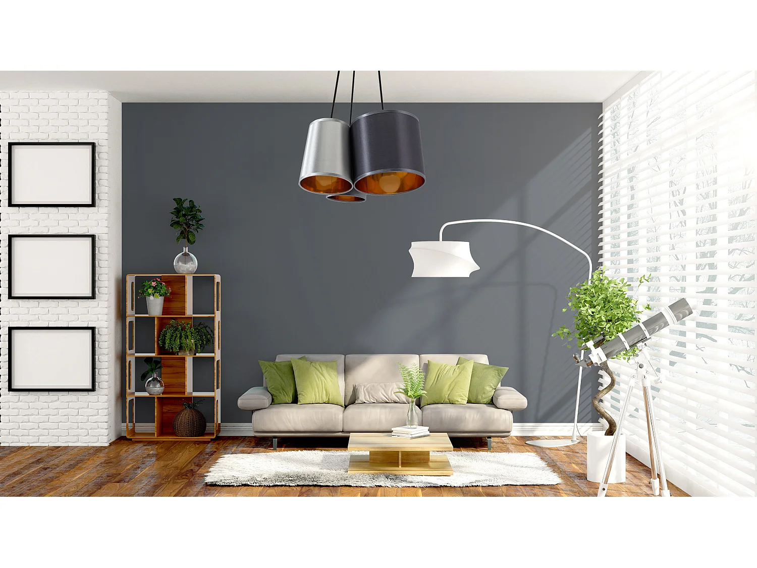 Hängelampe Toolight App971-3Cp Grey Gold