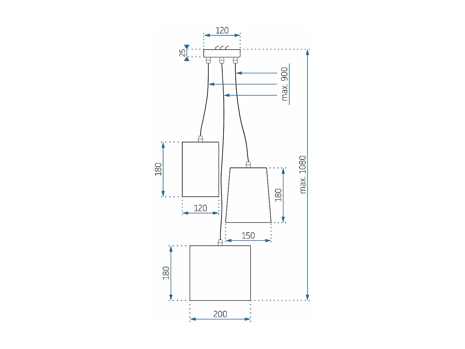 Hängelampe Toolight App971-3Cp Grey Gold