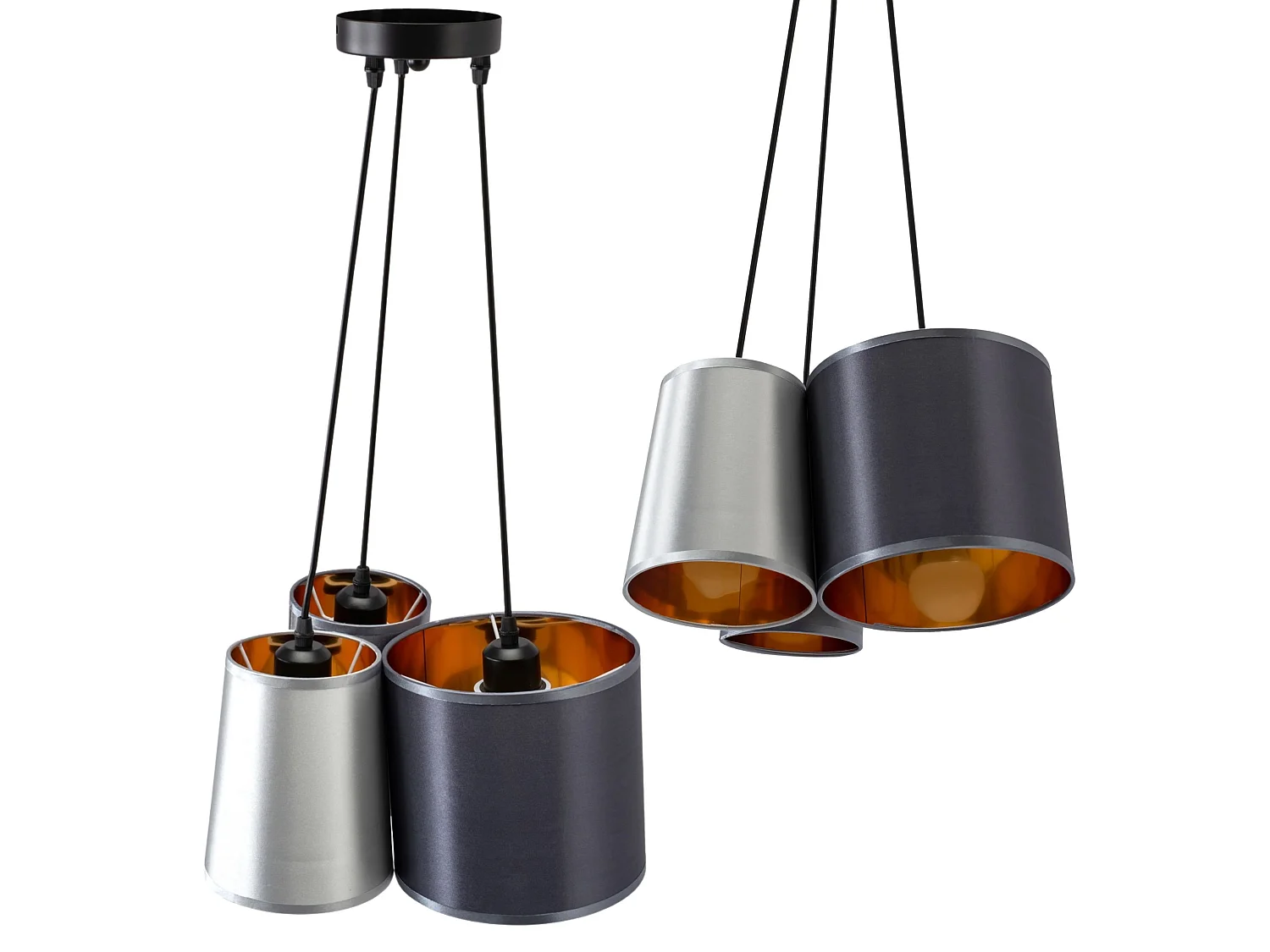 Lampe Suspendue Toolight App971-3Cp Grey Gold