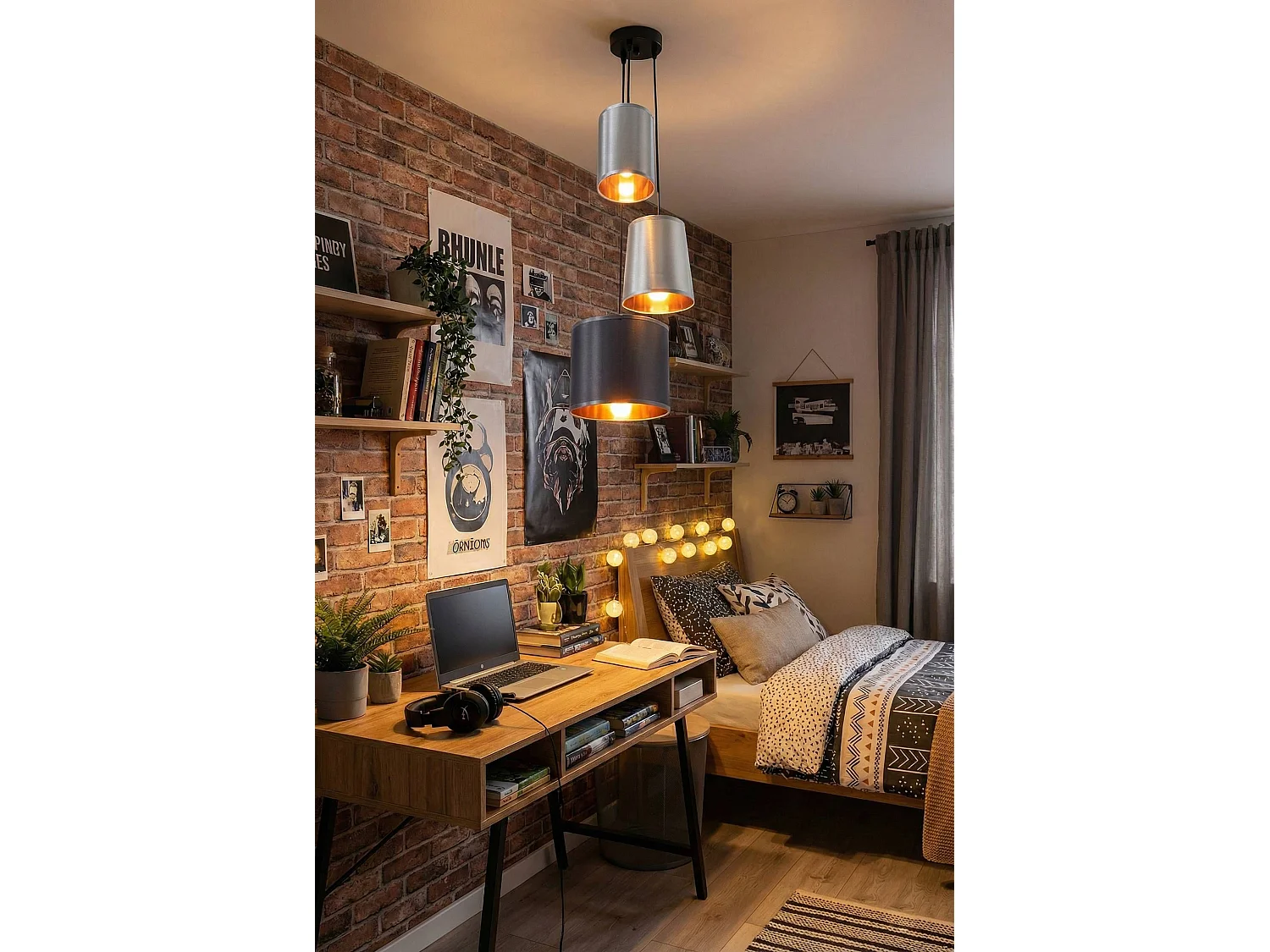 Lampe Suspendue Toolight App971-3Cp Grey Gold
