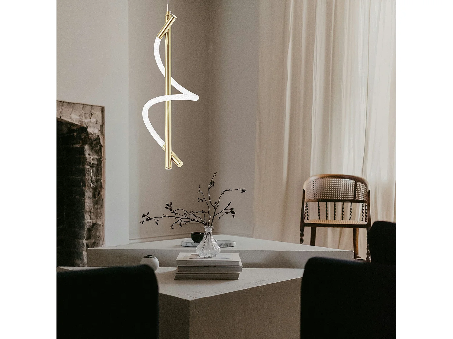 Toolight LED G015-CP hængelampe guld 50X15X50CM