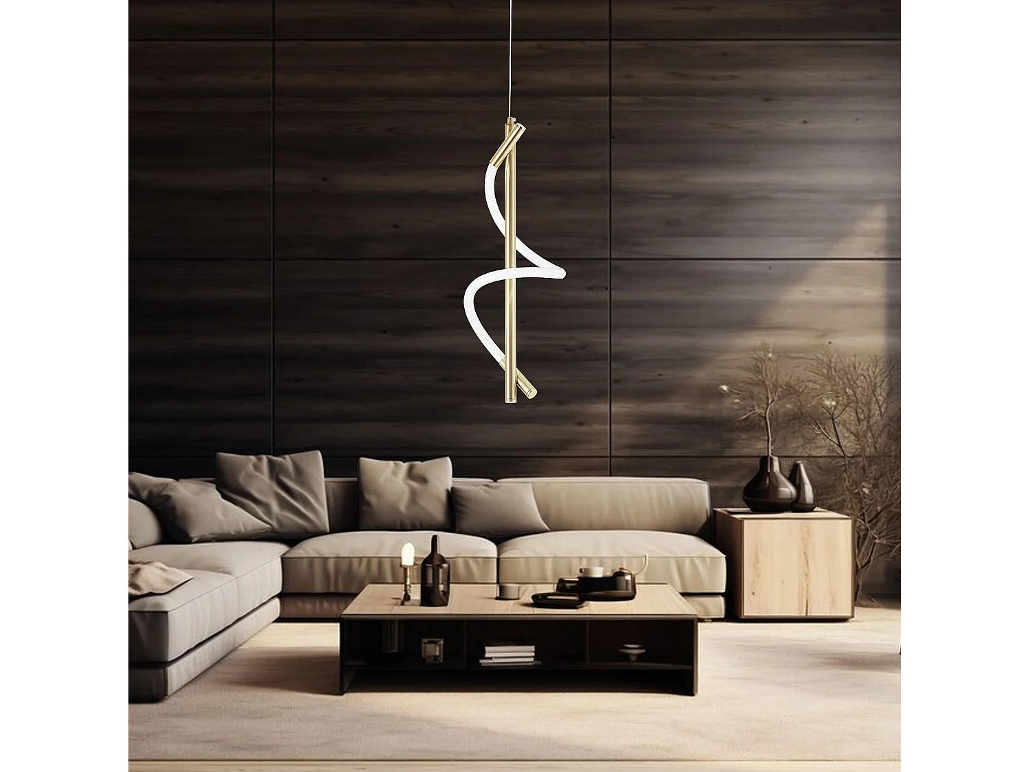 Toolight LED G015-CP hængelampe guld 50X15X50CM
