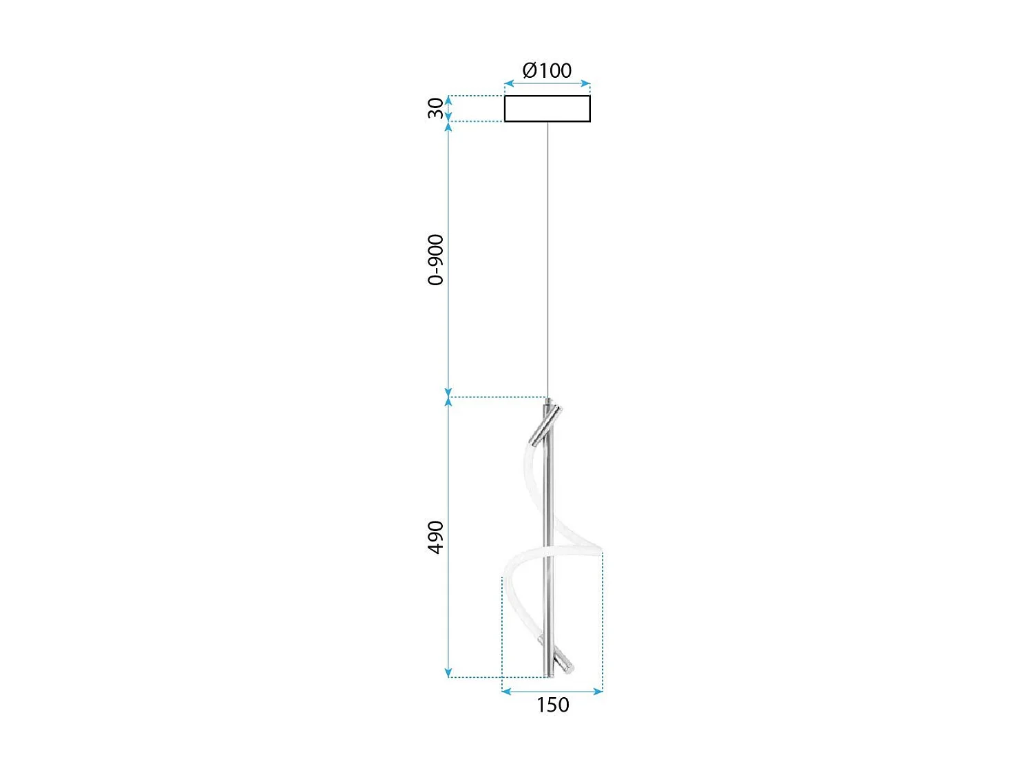 Toolight LED G015-CP hængelampe guld 50X15X50CM