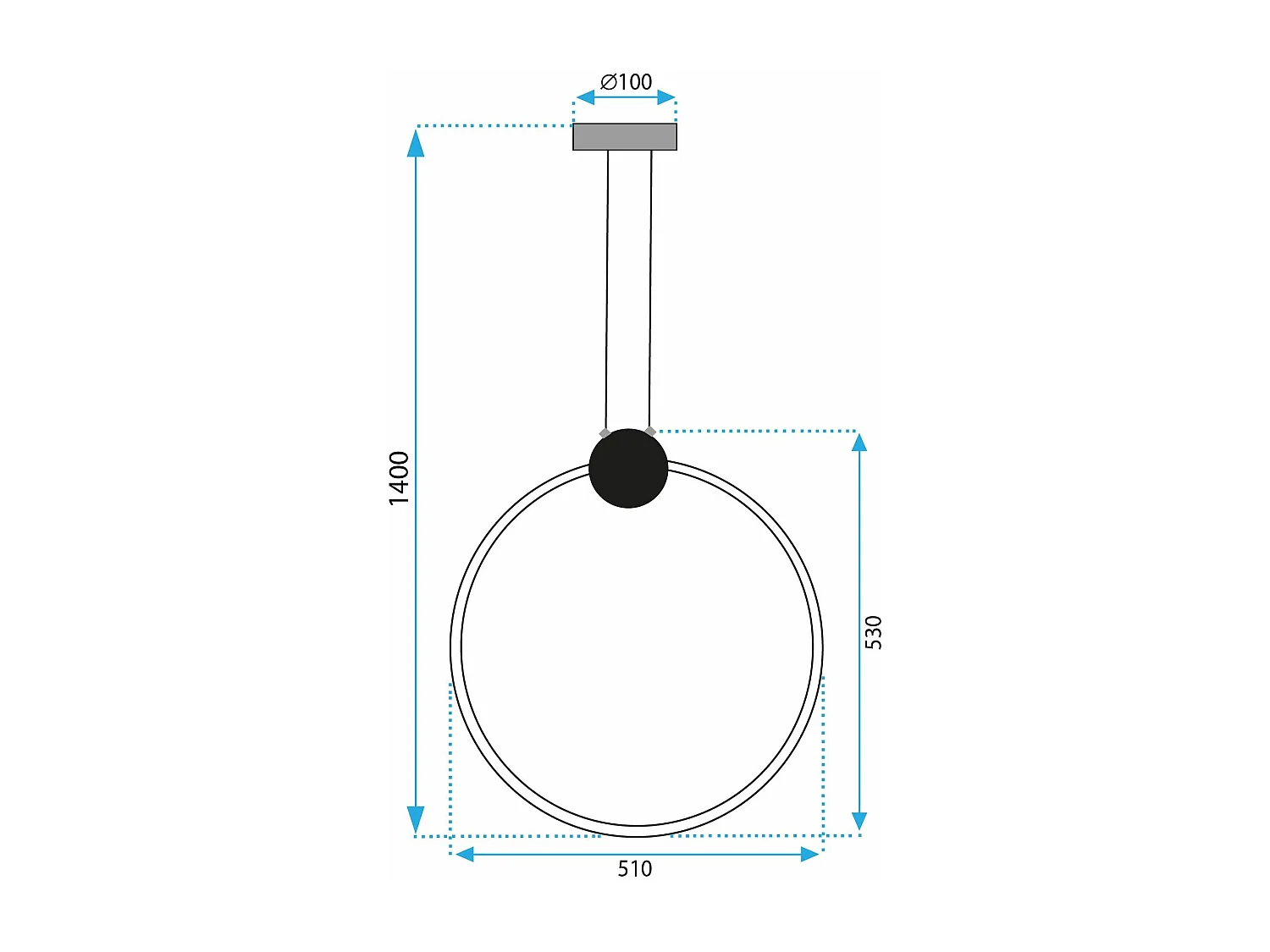 Candeeiro Suspenso Toolight Led App1398-Cp 50Cm Black