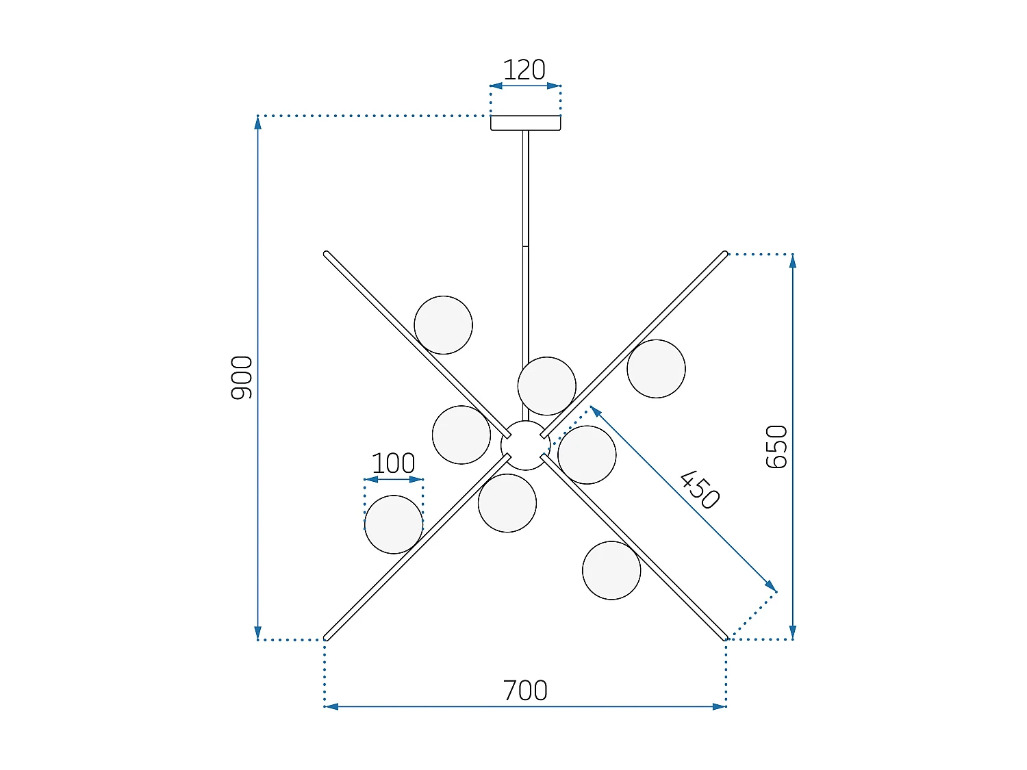 Candeeiro Suspenso Toolight App999-12Cp Black