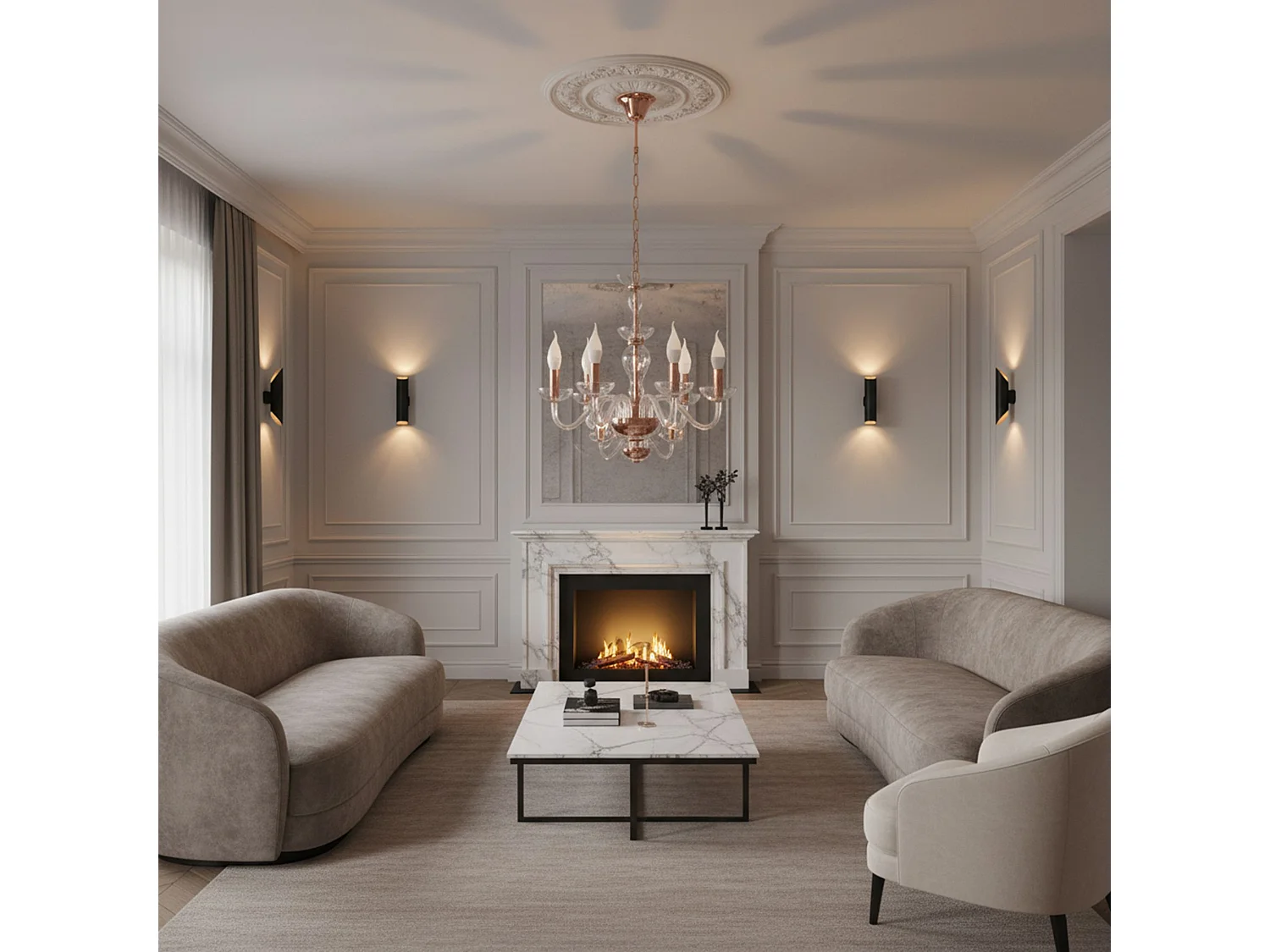 Lampe Suspendue Toolight App1081-6Cp Rose Gold