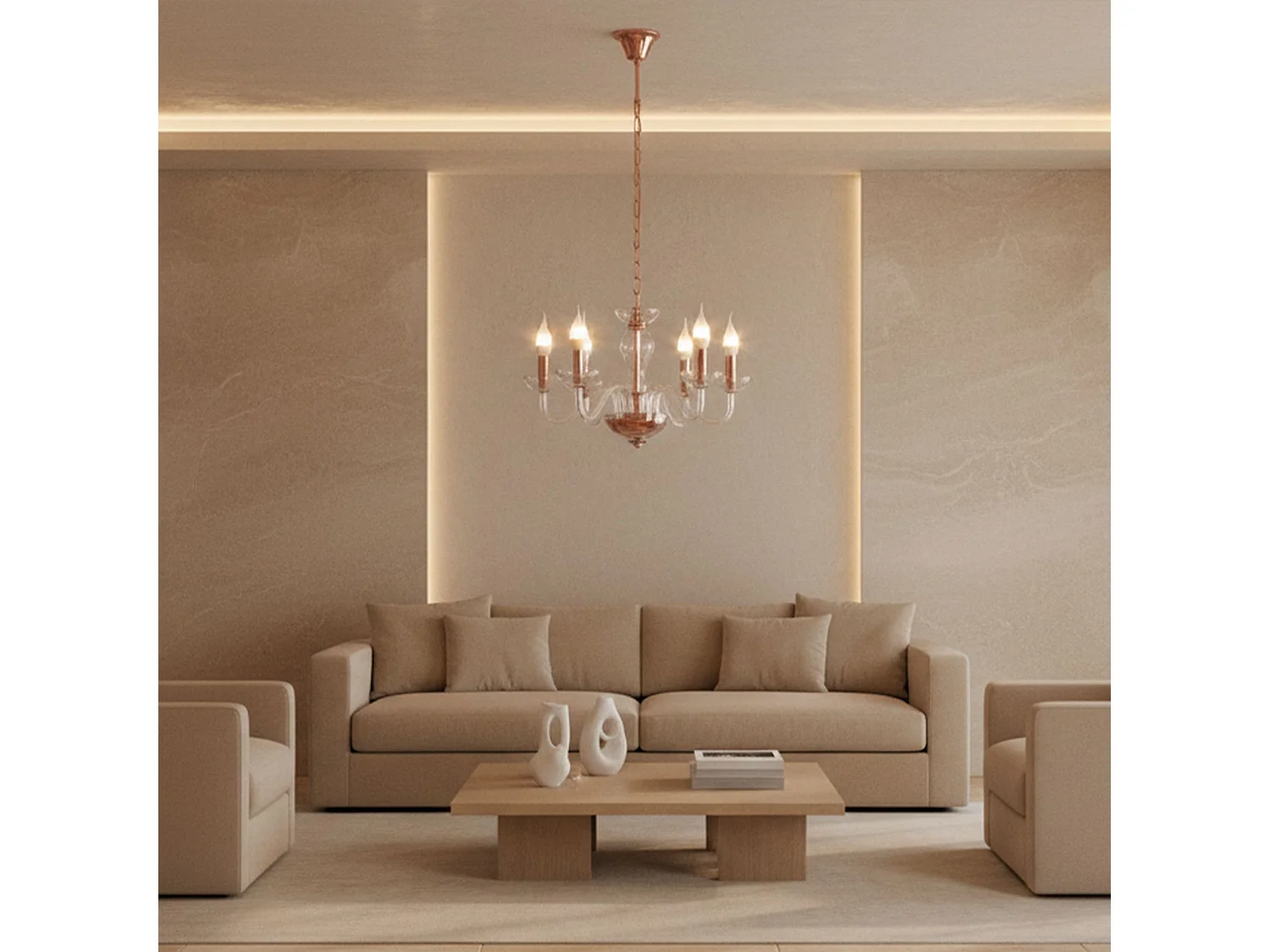 Lampe Suspendue Toolight App1081-6Cp Rose Gold