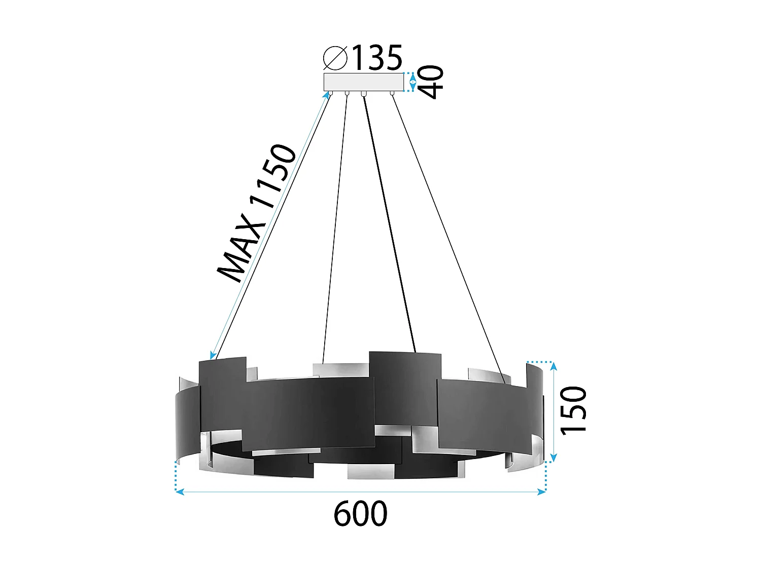 Lampe Suspendue Toolight App1561-6Cp Black