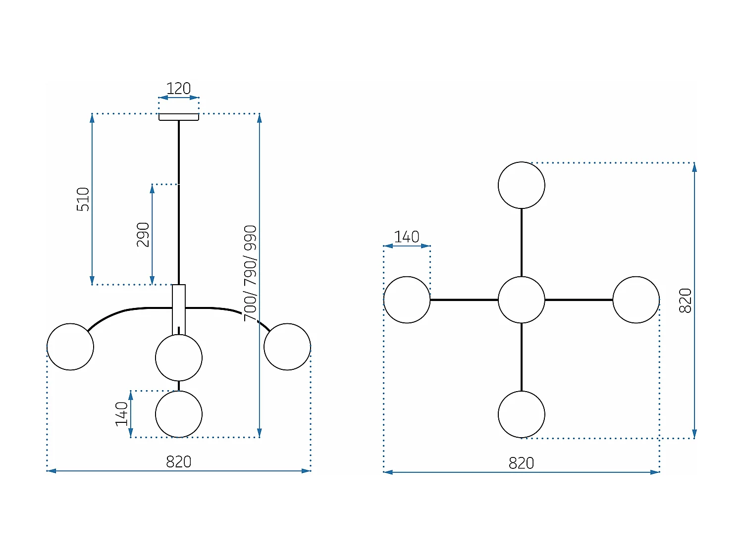 Lampe Suspendue Toolight App1021-6Cp Black