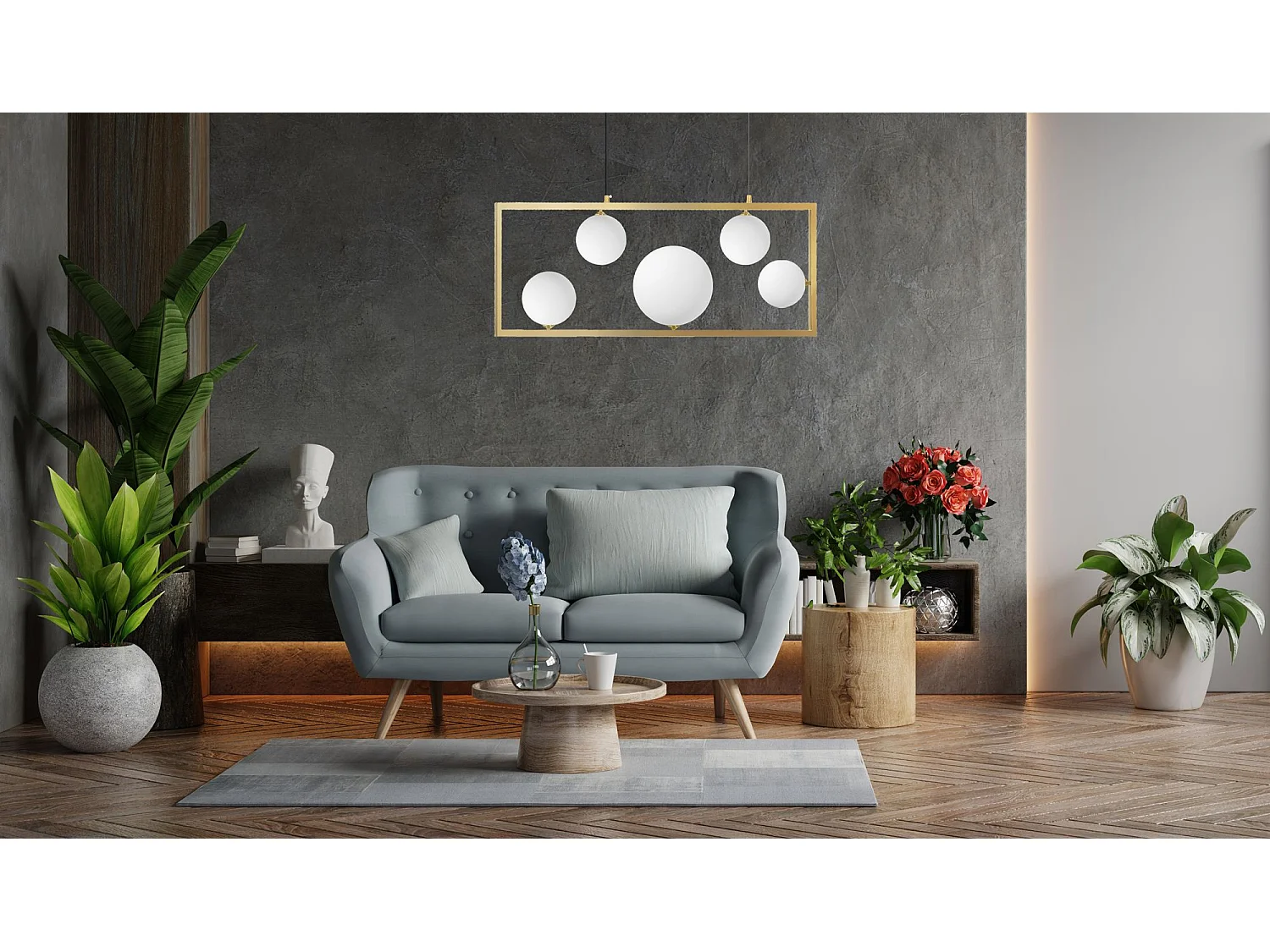 Candeeiro Suspenso Toolight App1020-5Cp Gold