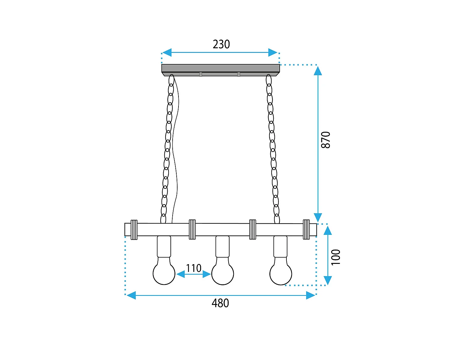 Lampe Suspendue Toolight App1319-3Cp Black