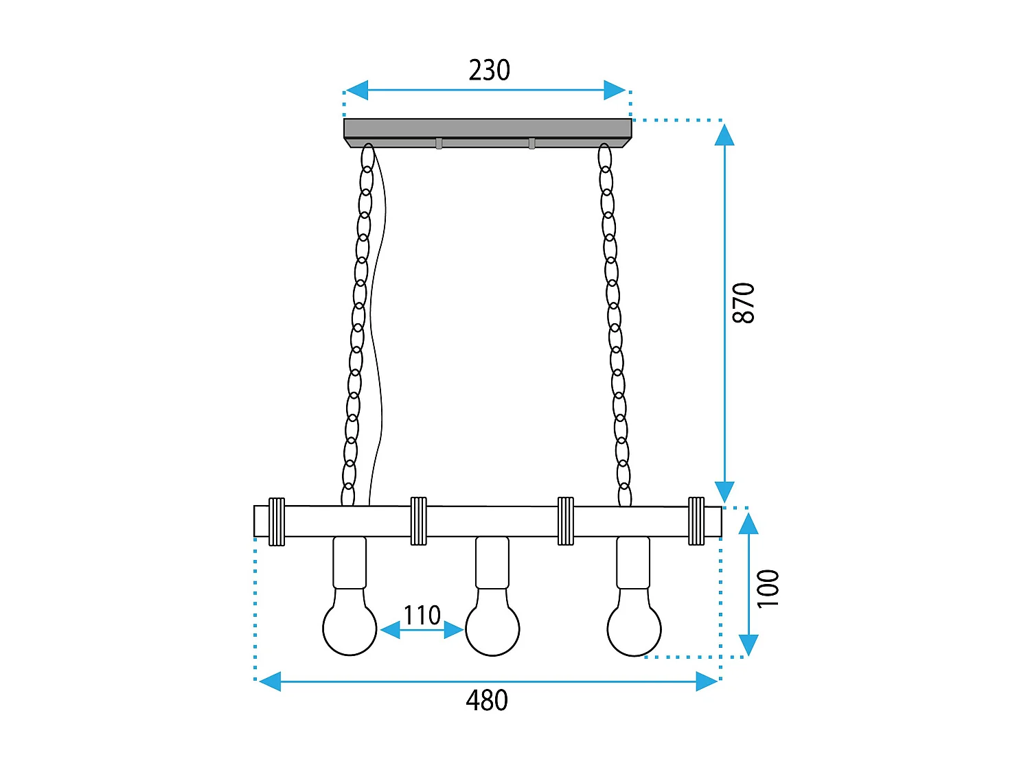 Lampe Suspendue Toolight App1319-3Cp Black