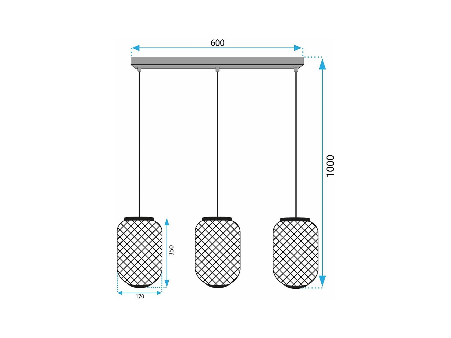 Lampe Suspendue Toolight App1425-3Cp Black