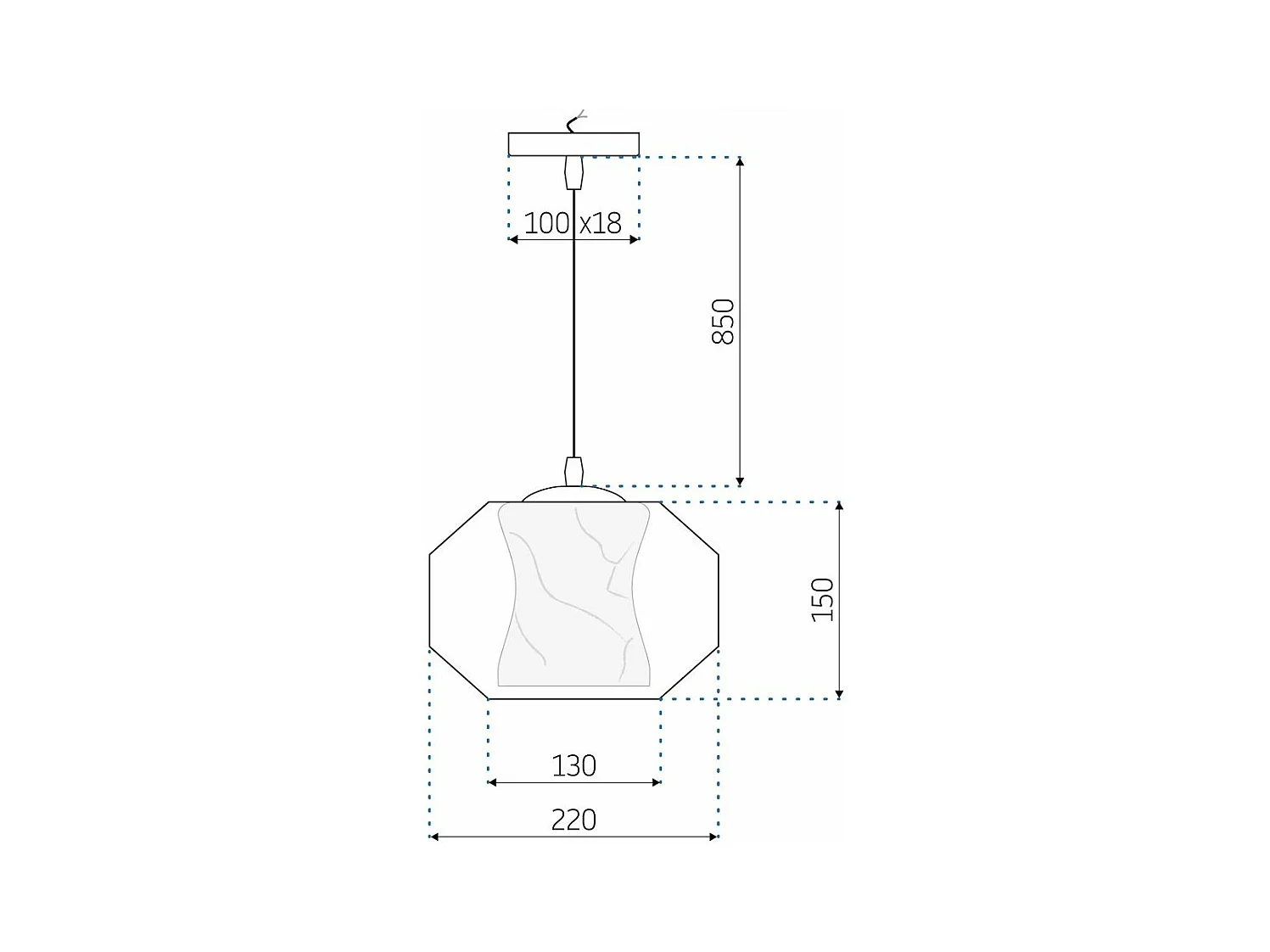 Hängelampe Toolight App908-1Cp Marble 24Cm Transparent
