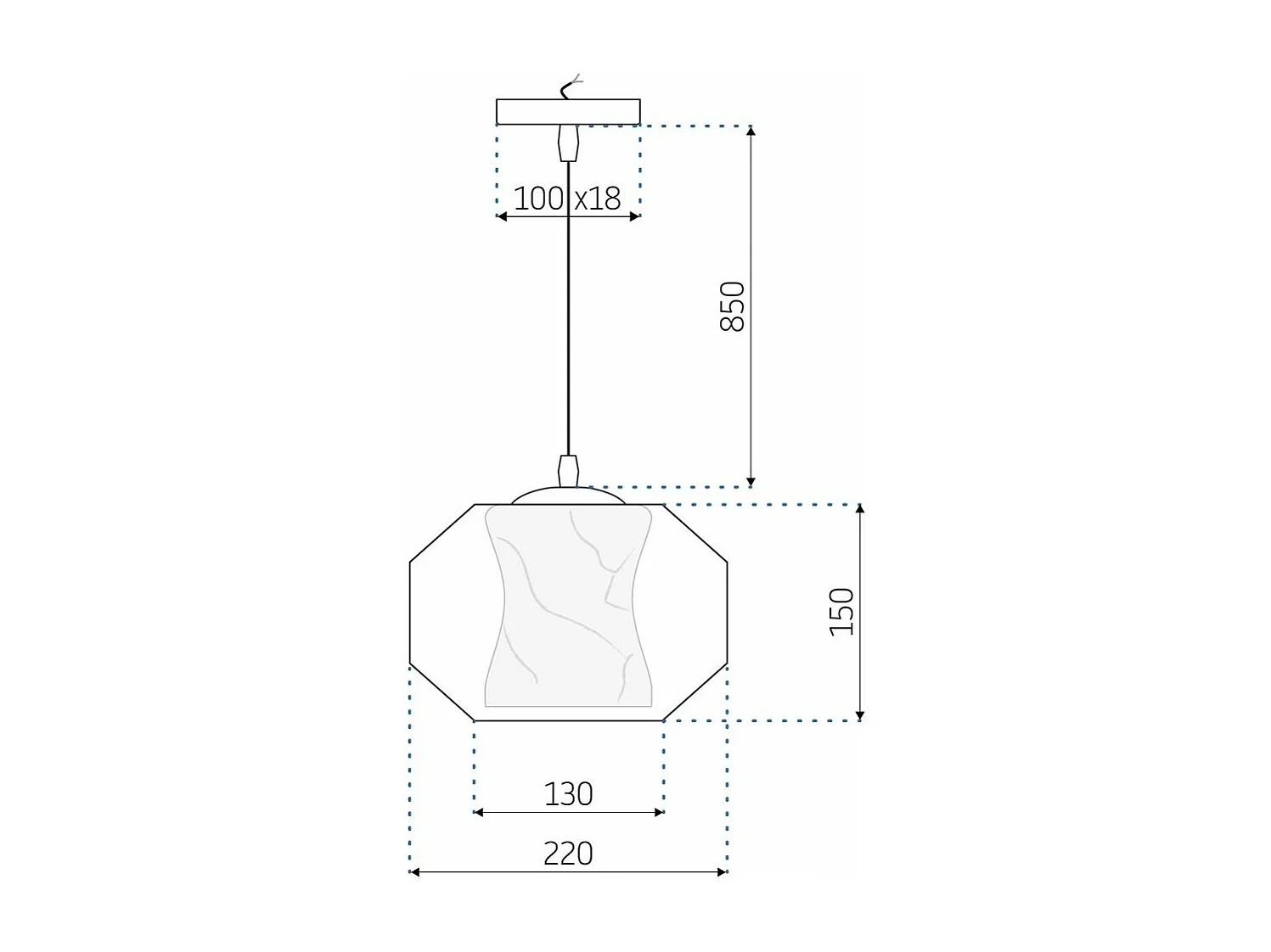 Lampada Toolight App908-1Cp Marble 24Cm Transparent