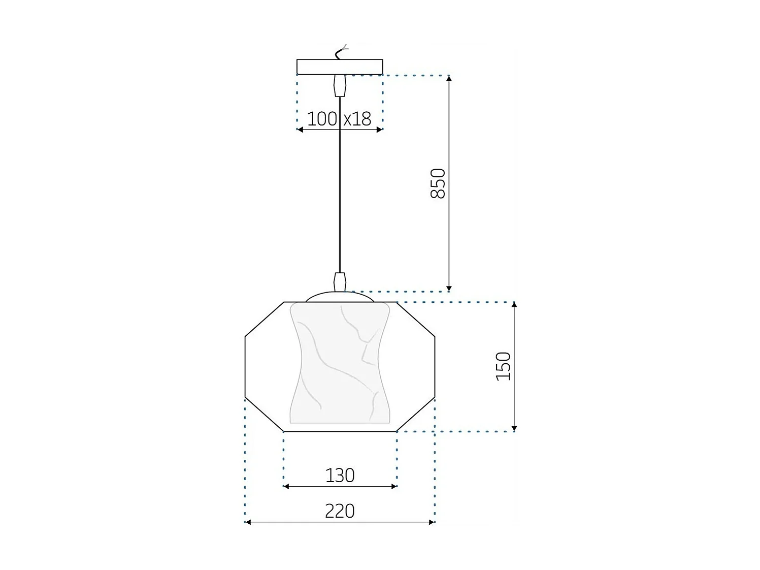 Lampada Toolight App908-1Cp Marble 24Cm Transparent