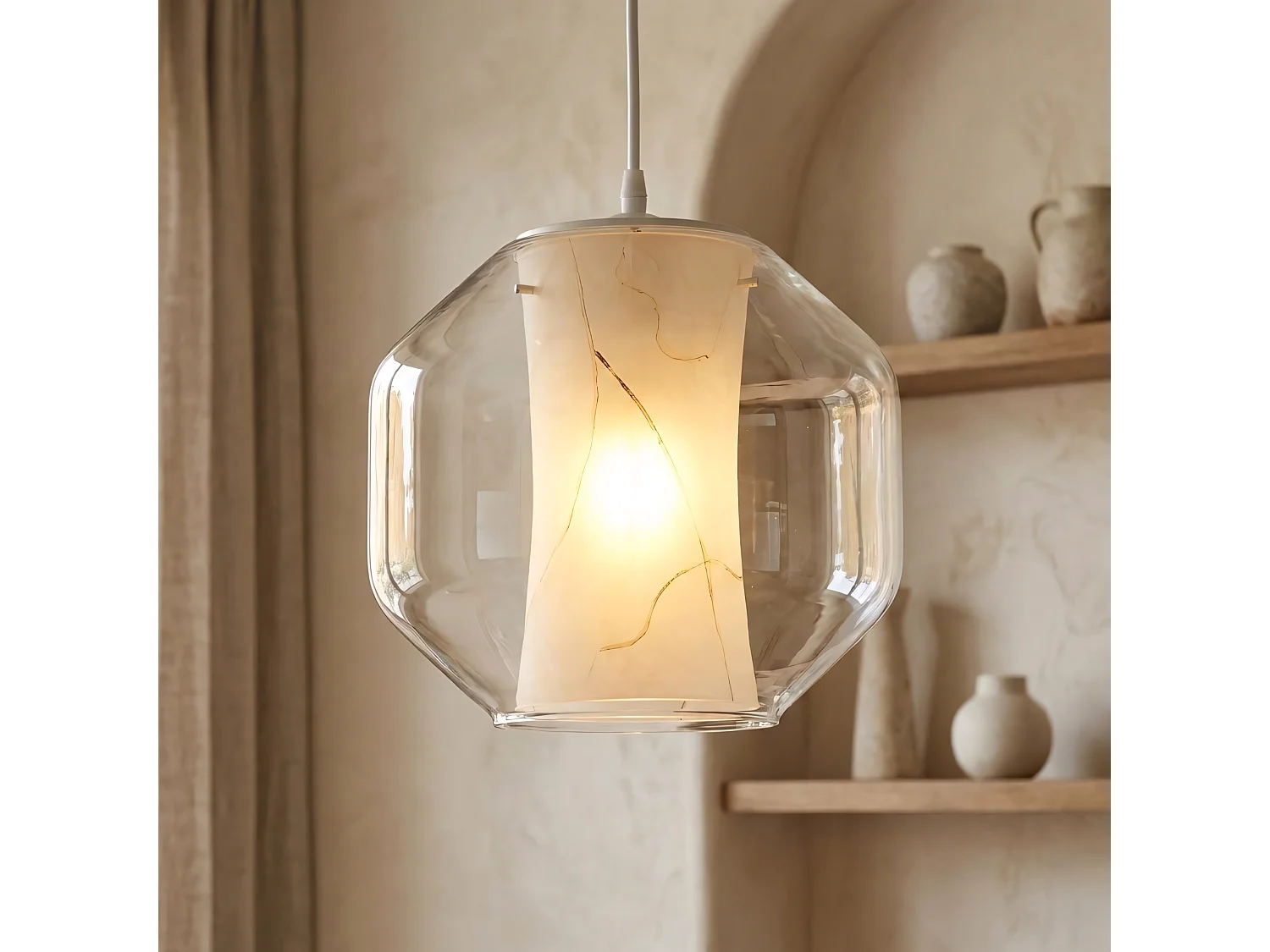 Lampada Toolight App908-1Cp Marble 24Cm Transparent