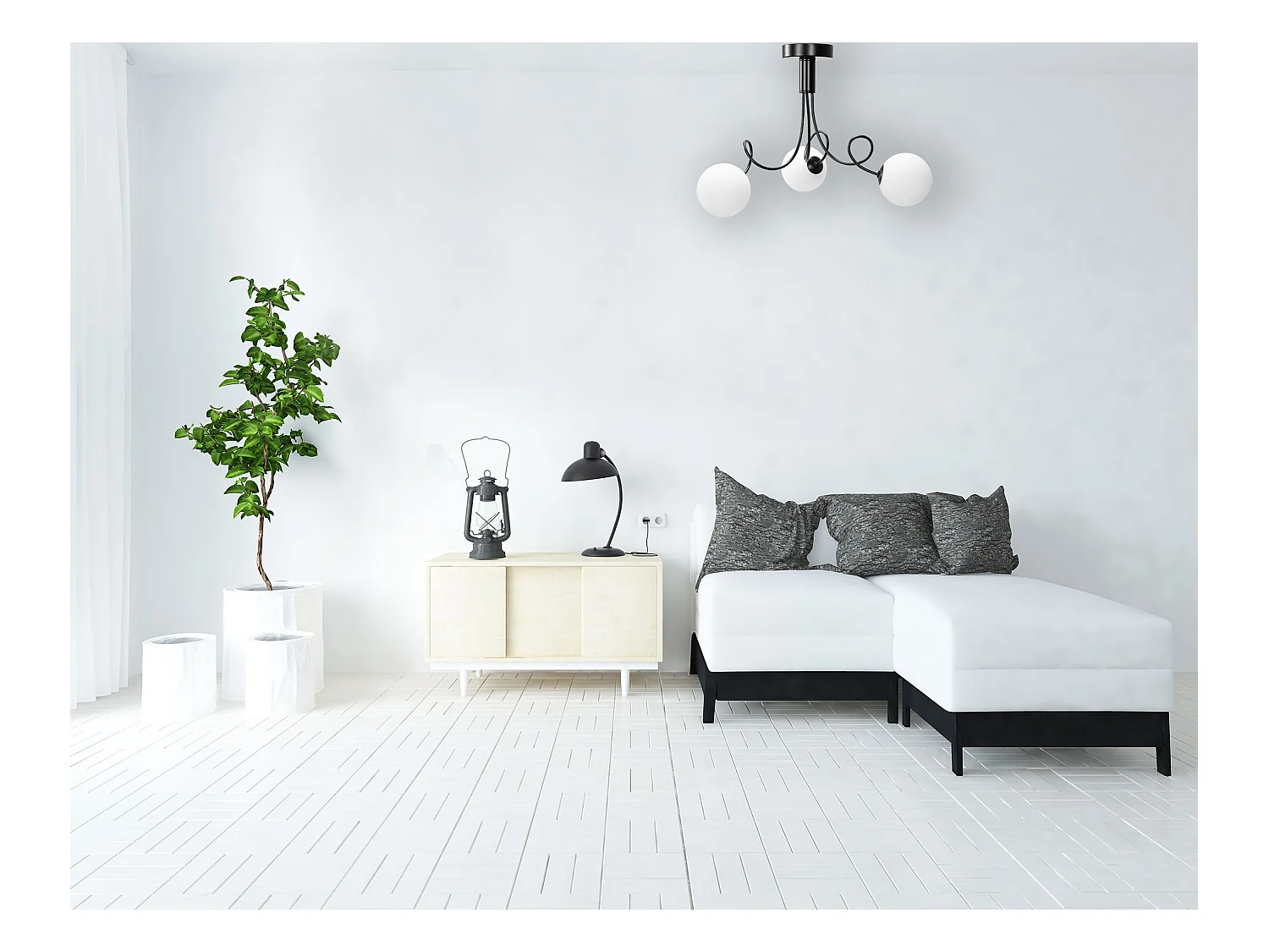 Hanglamp Toolight App1154-3Cp Black White