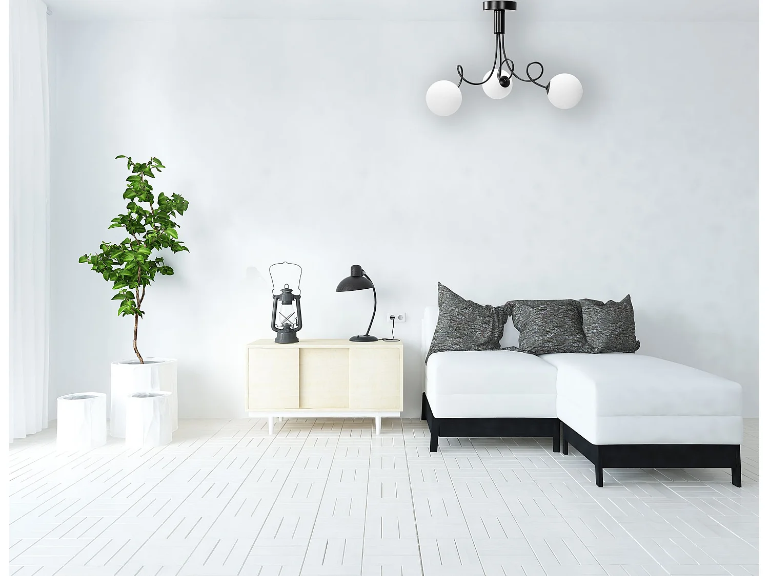 Lampe Suspendue Toolight App1154-3Cp Black White