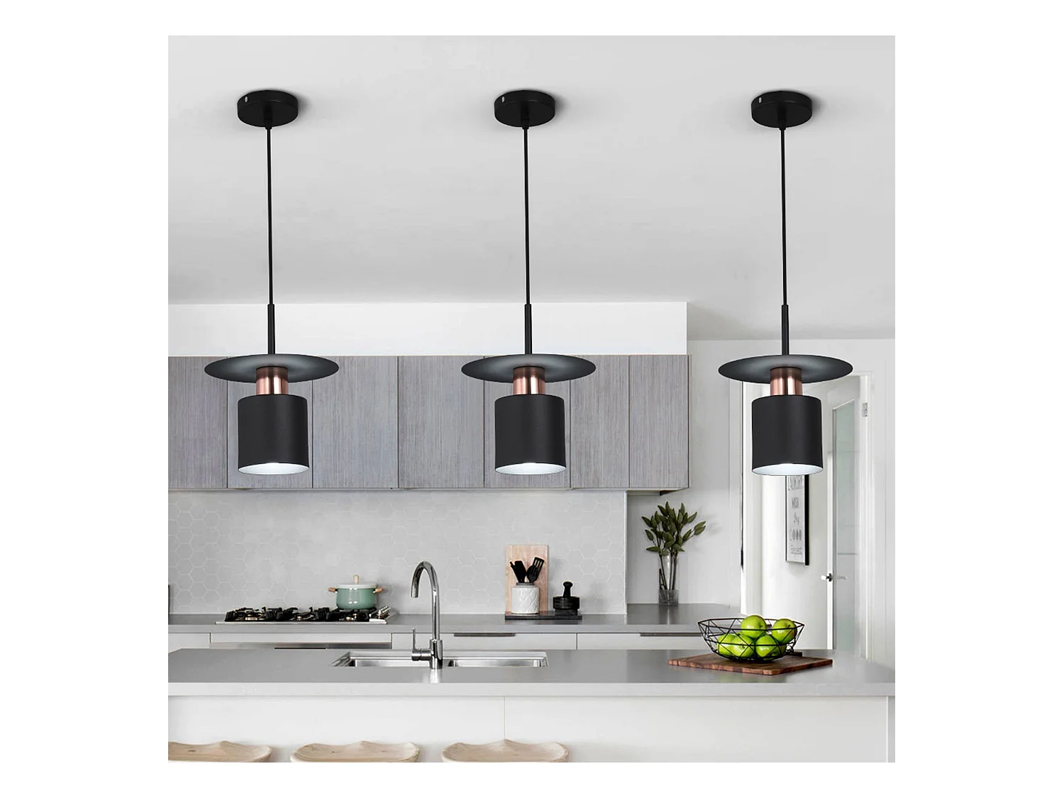 Lampe Suspendue Toolight App1145-1Cp Black Rose Gold