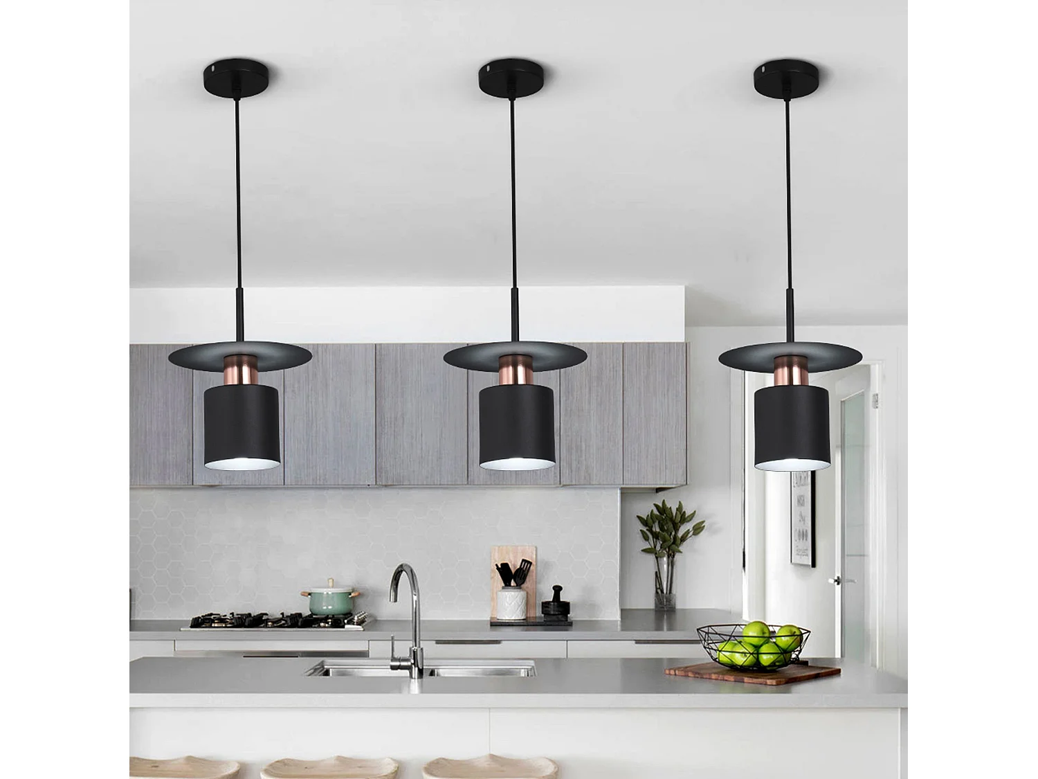 Lampe Suspendue Toolight App1145-1Cp Black Rose Gold