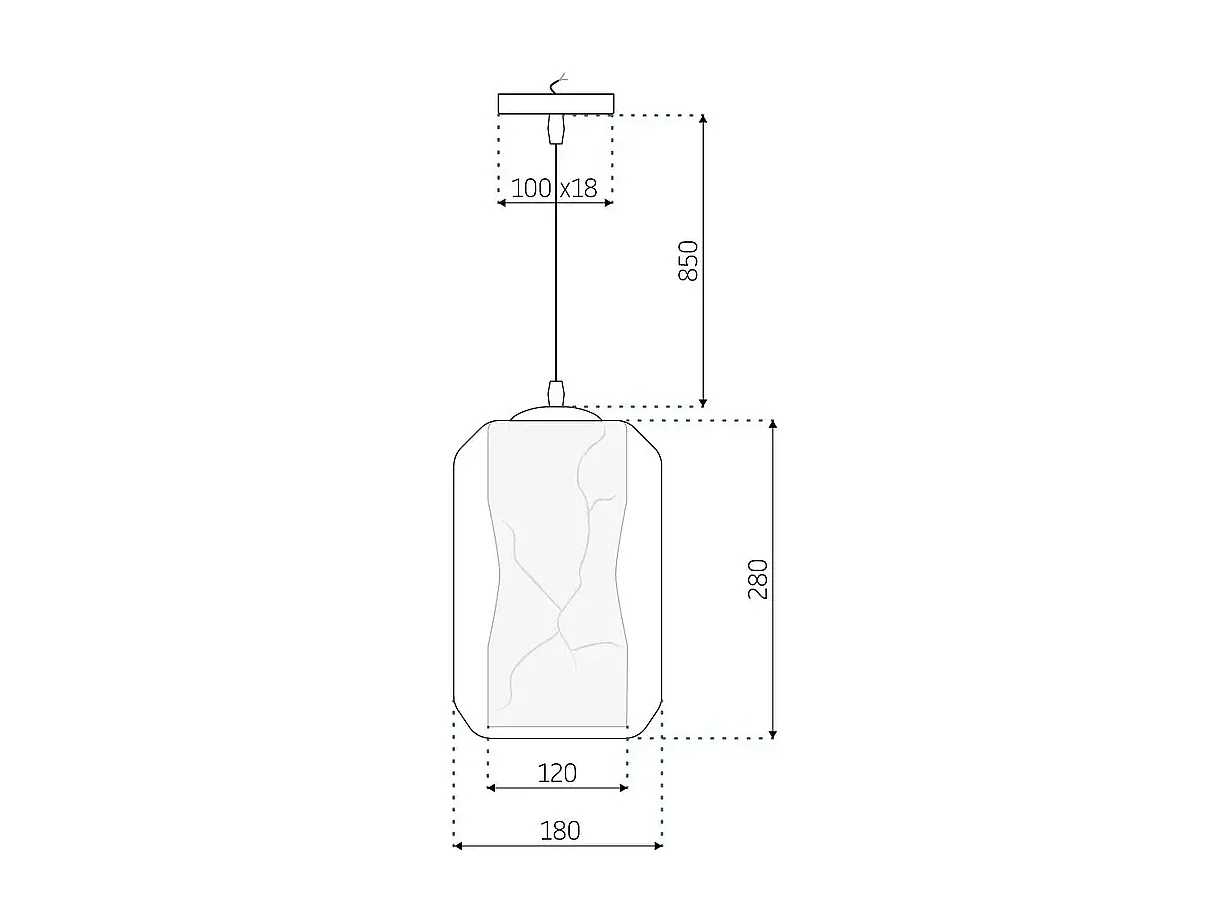 Lampe Suspendue Toolight App909-1Cp Marble 18Cm Transparent