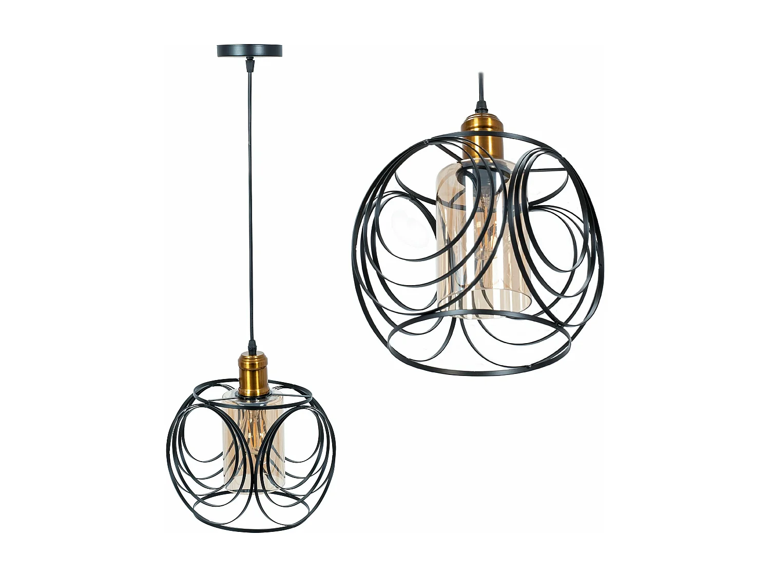 Lampe Suspendue Toolight App1127-1Cp Black Gold