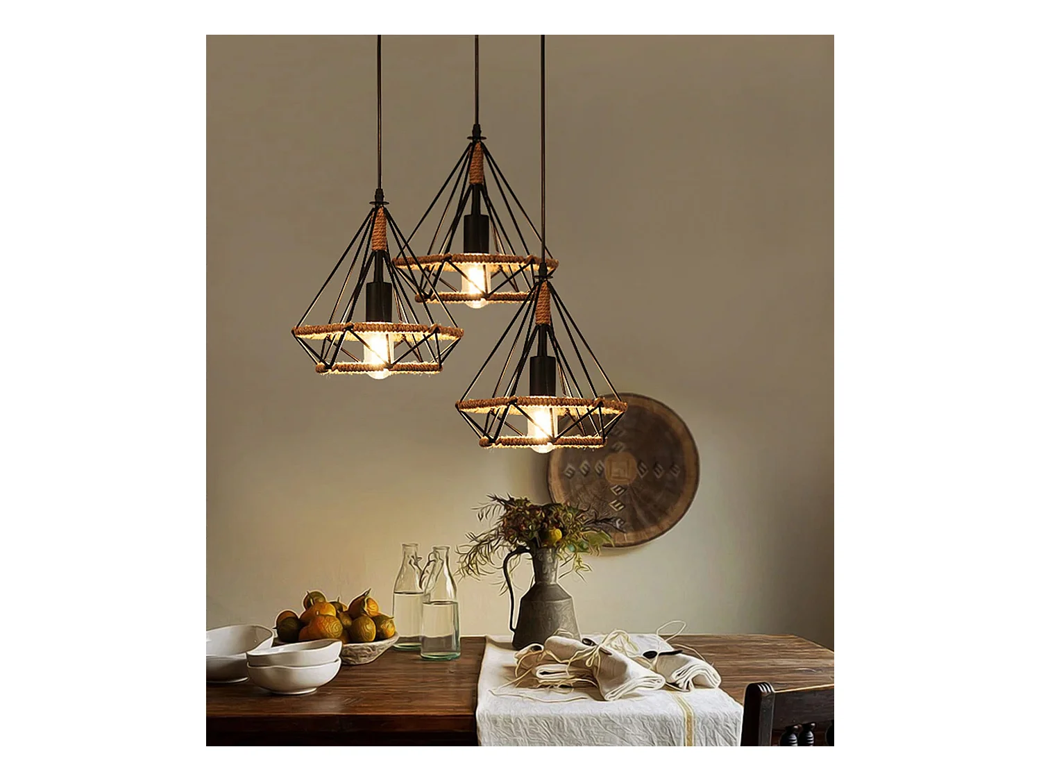 Lámpara Toolight App679-1Cp Loft Boho 38Cm Black