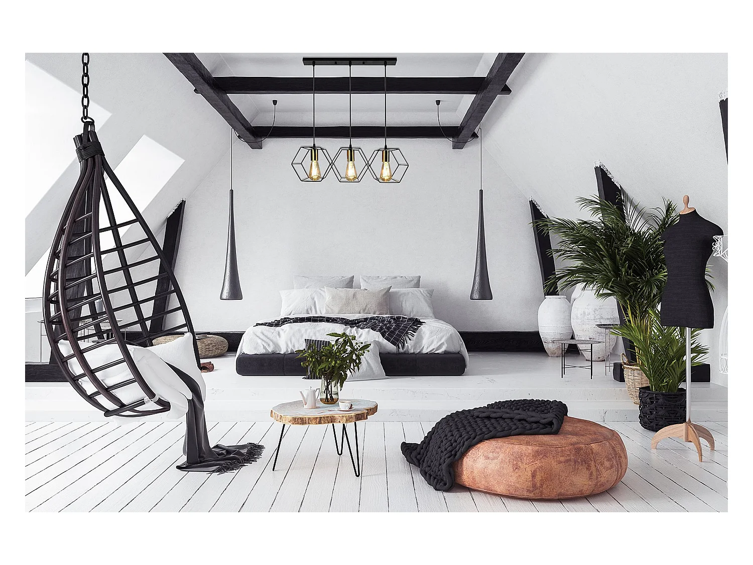 Lampe Suspendue Toolight App1132-3Cp Black Gold