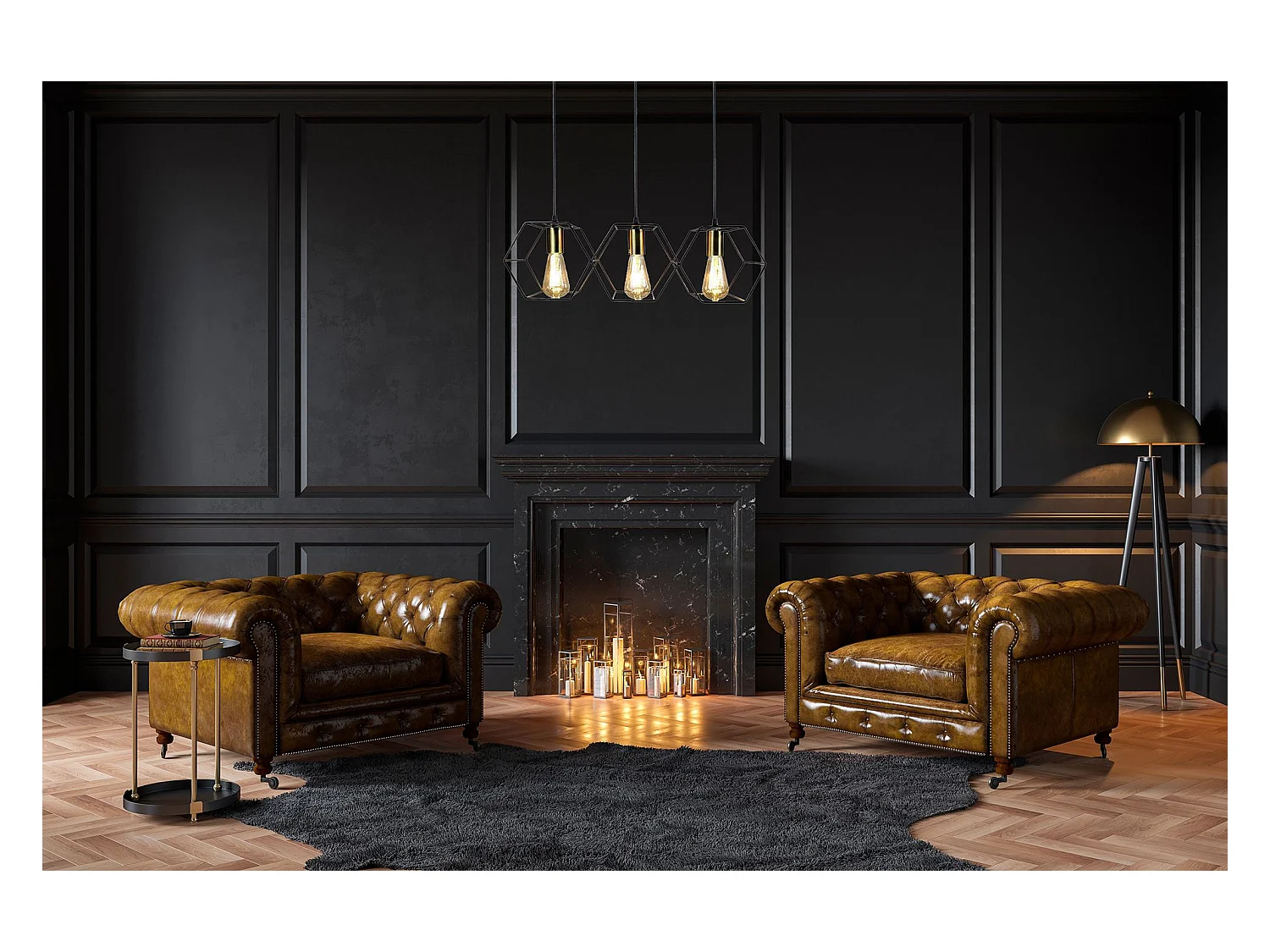 Lampe Suspendue Toolight App1132-3Cp Black Gold