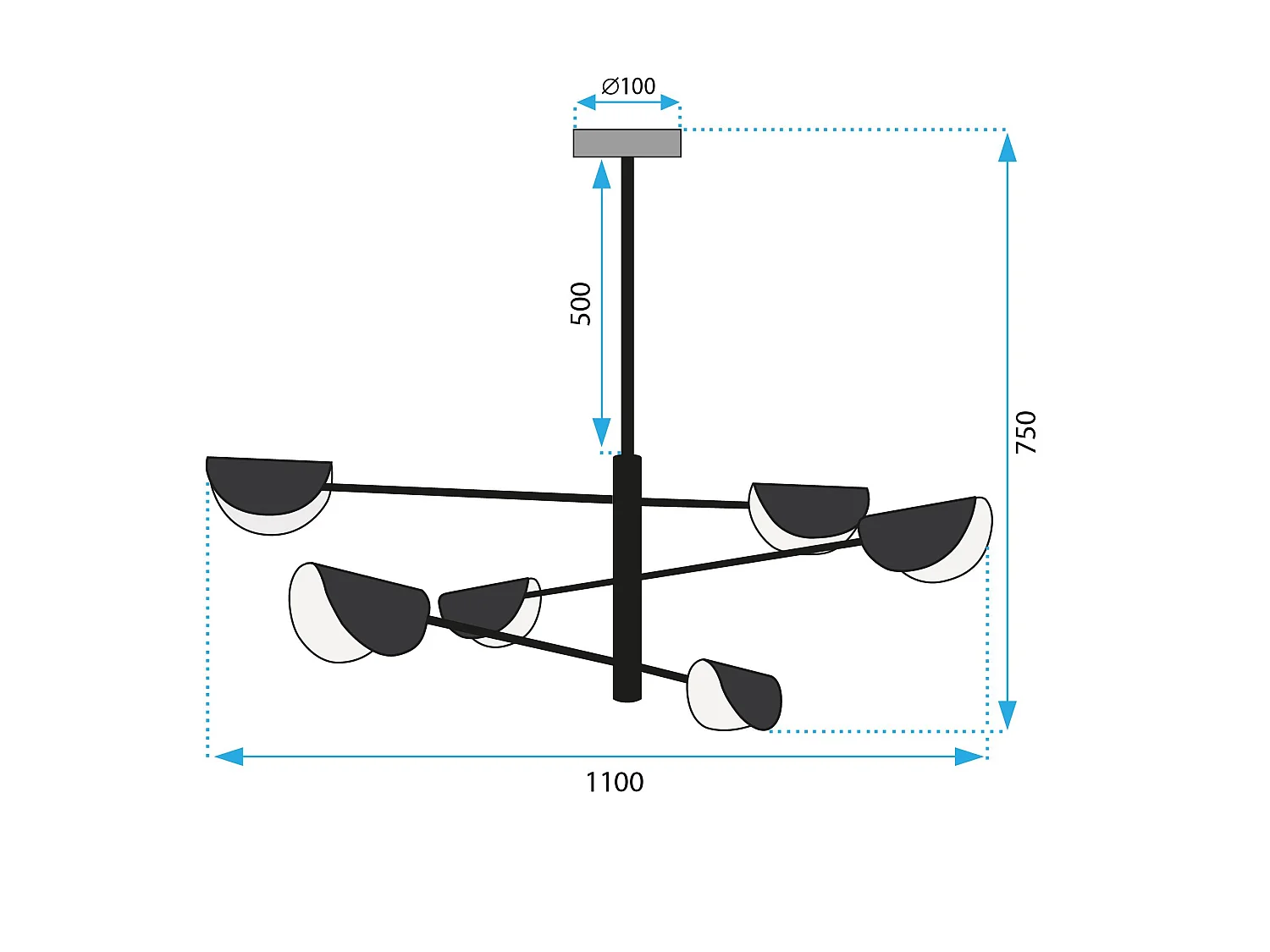 Hanglamp Toolight App1261-6Cp Black