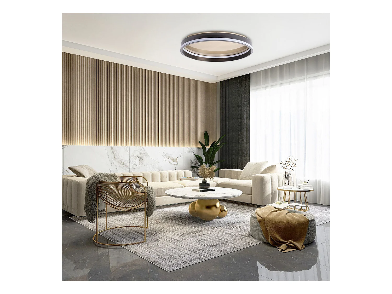 Lampe Suspendue Toolight App1464 Black Brush Gold