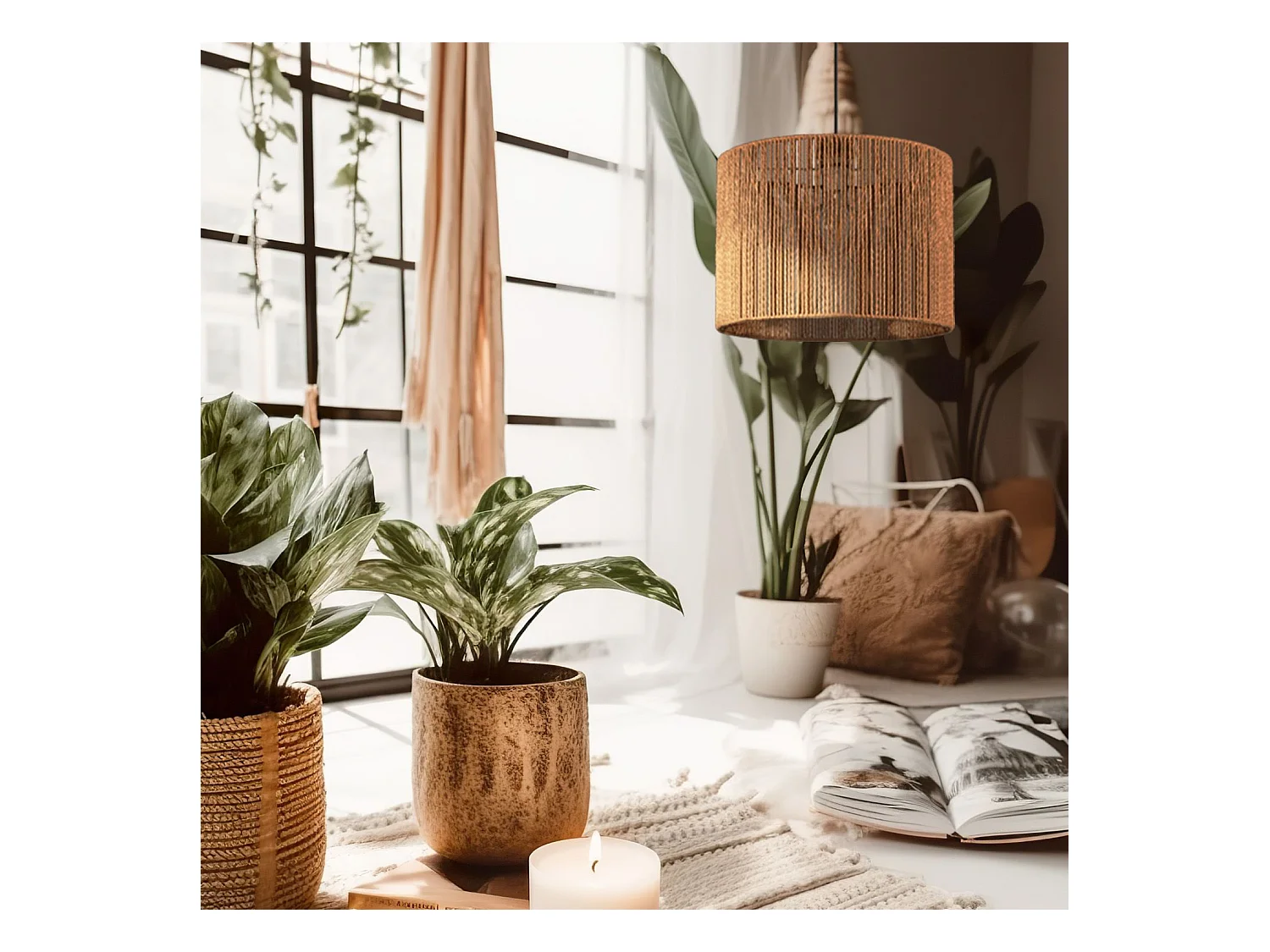 Lampe Suspendue Toolight App1323-1Cp Boho 25Cm Brown