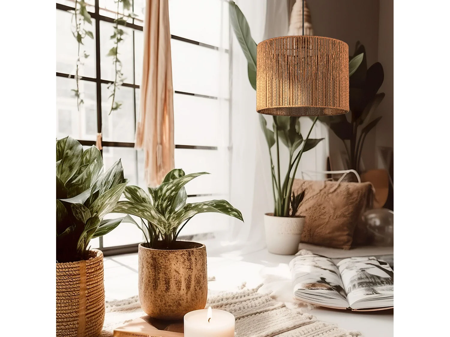 Lampe Suspendue Toolight App1323-1Cp Boho 25Cm Brown