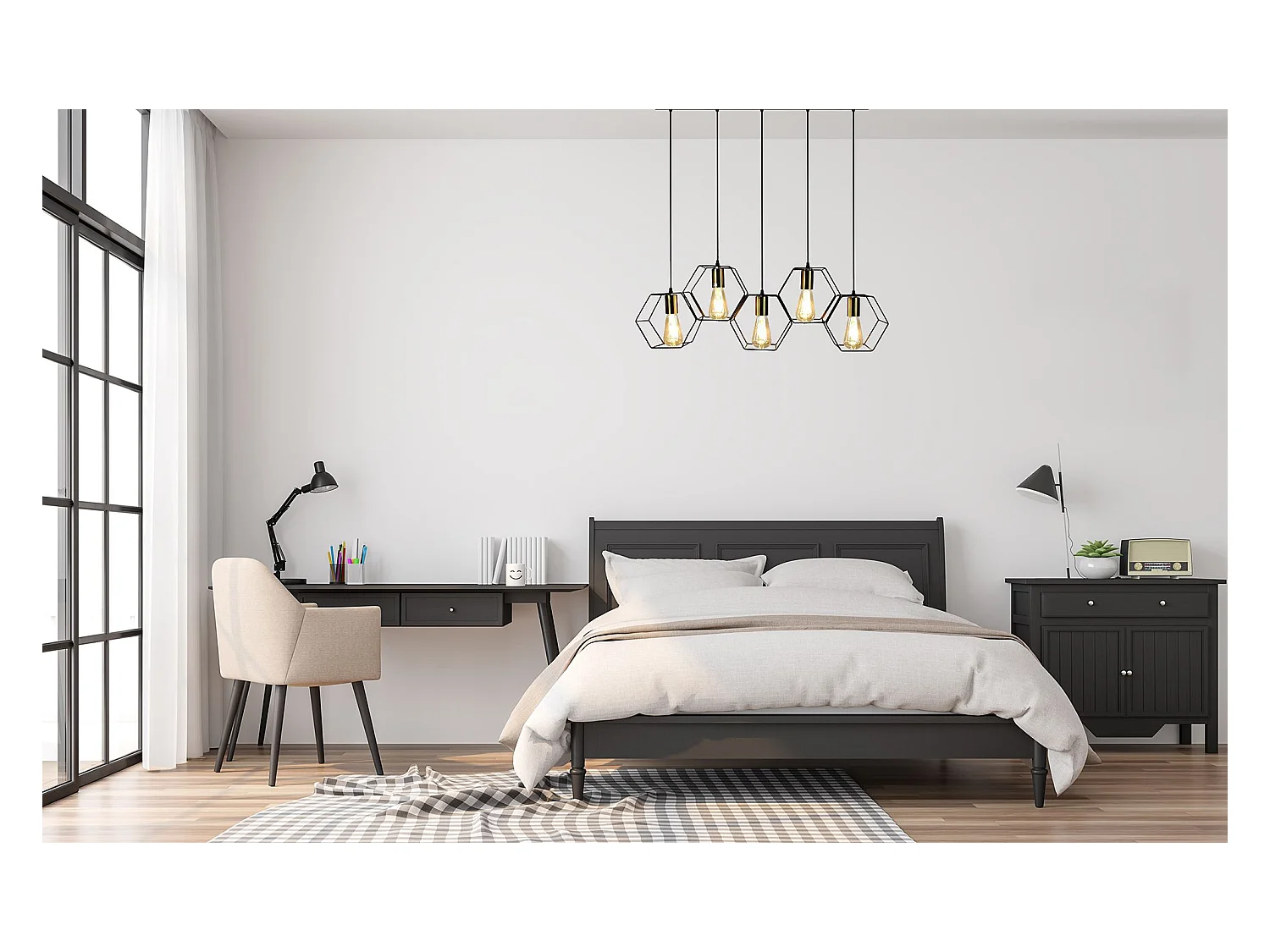 Lampe Suspendue Toolight App1133-5Cp Black Gold