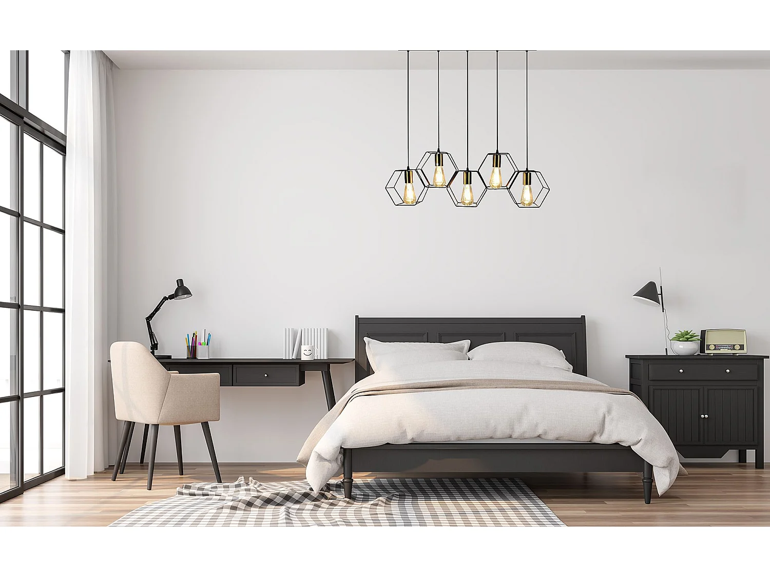 Lampe Suspendue Toolight App1133-5Cp Black Gold